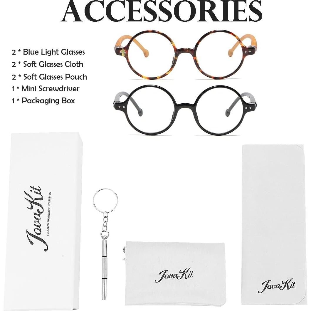 Gafas Retro Redondas JOVAKIT con Bloqueo Luz Azul Unisex