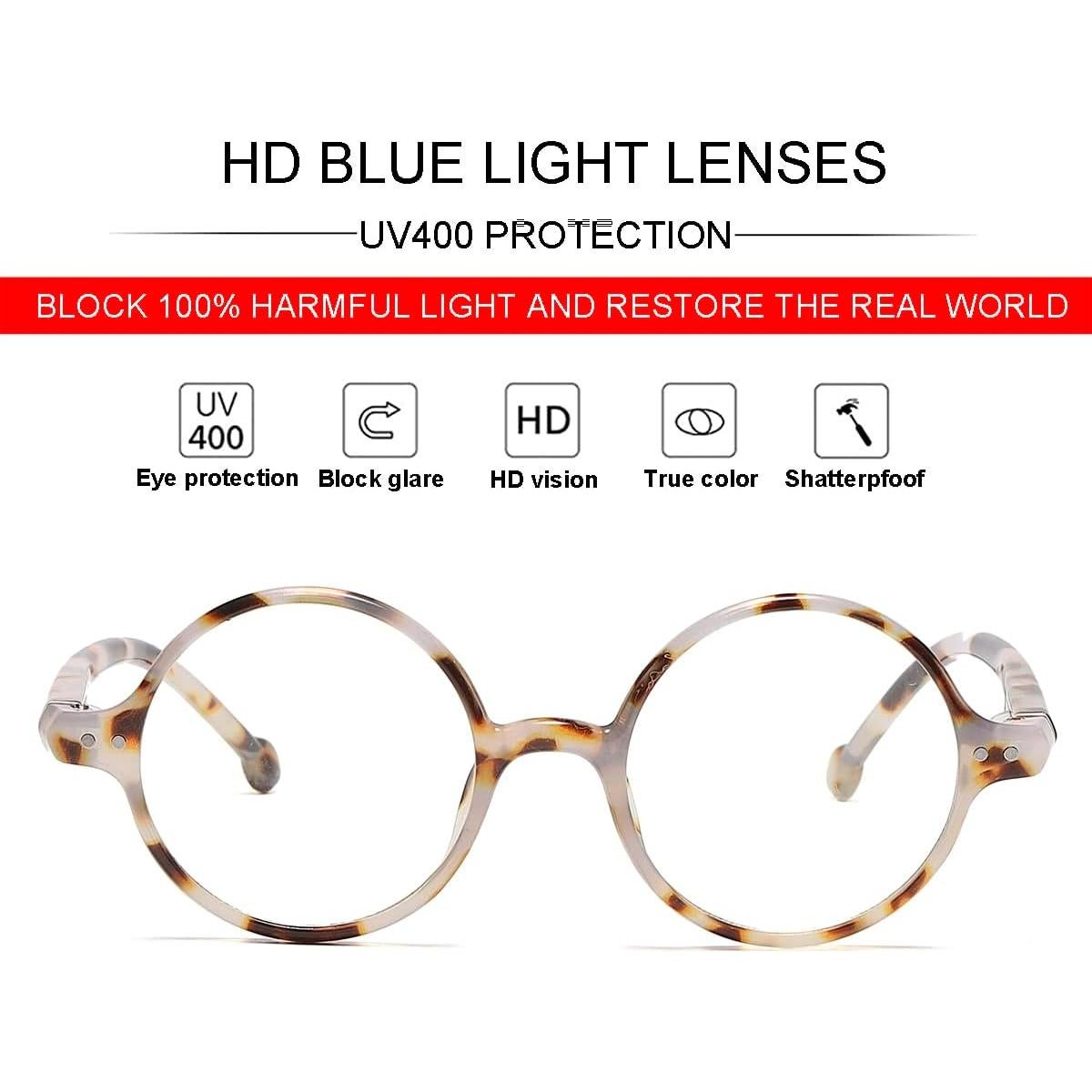 Gafas Retro Redondas JOVAKIT Bloqueo Luz Azul Unisex