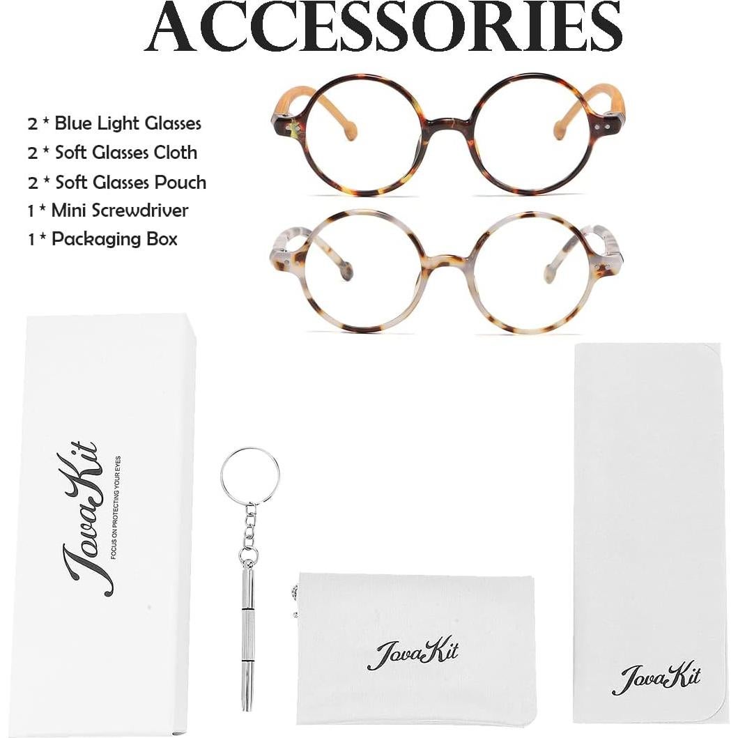 Gafas Retro Redondas JOVAKIT Bloqueo Luz Azul Unisex