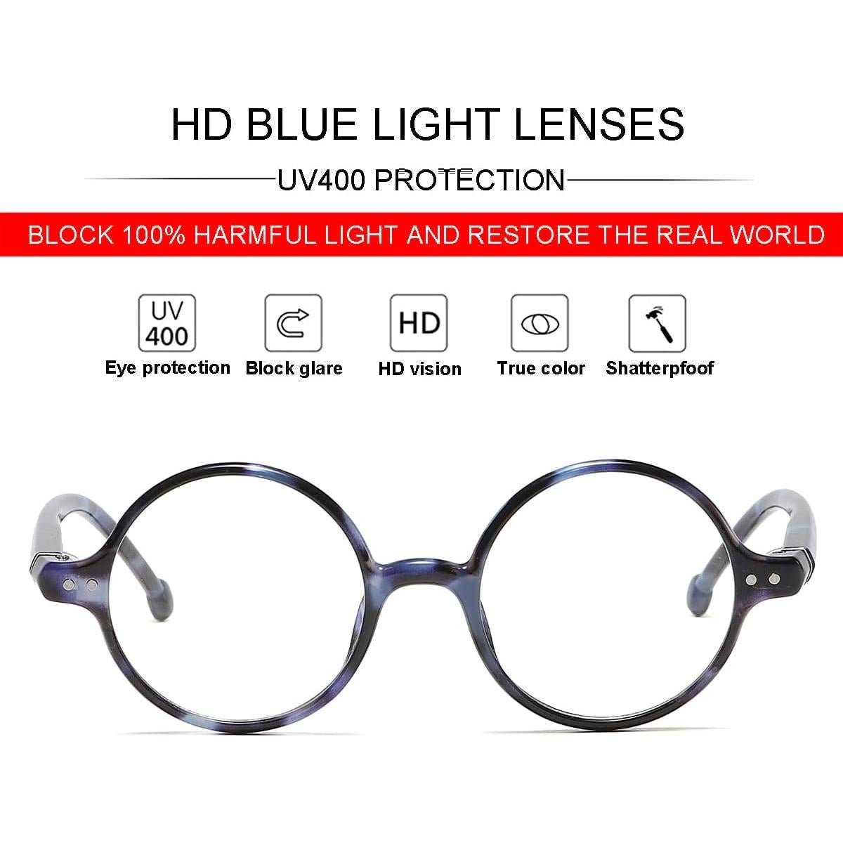 Gafas Retro Redondas JOVAKIT Bloqueo Luz Azul Unisex