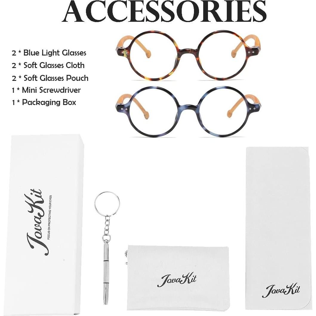 Gafas Retro Redondas JOVAKIT Bloqueo Luz Azul Unisex