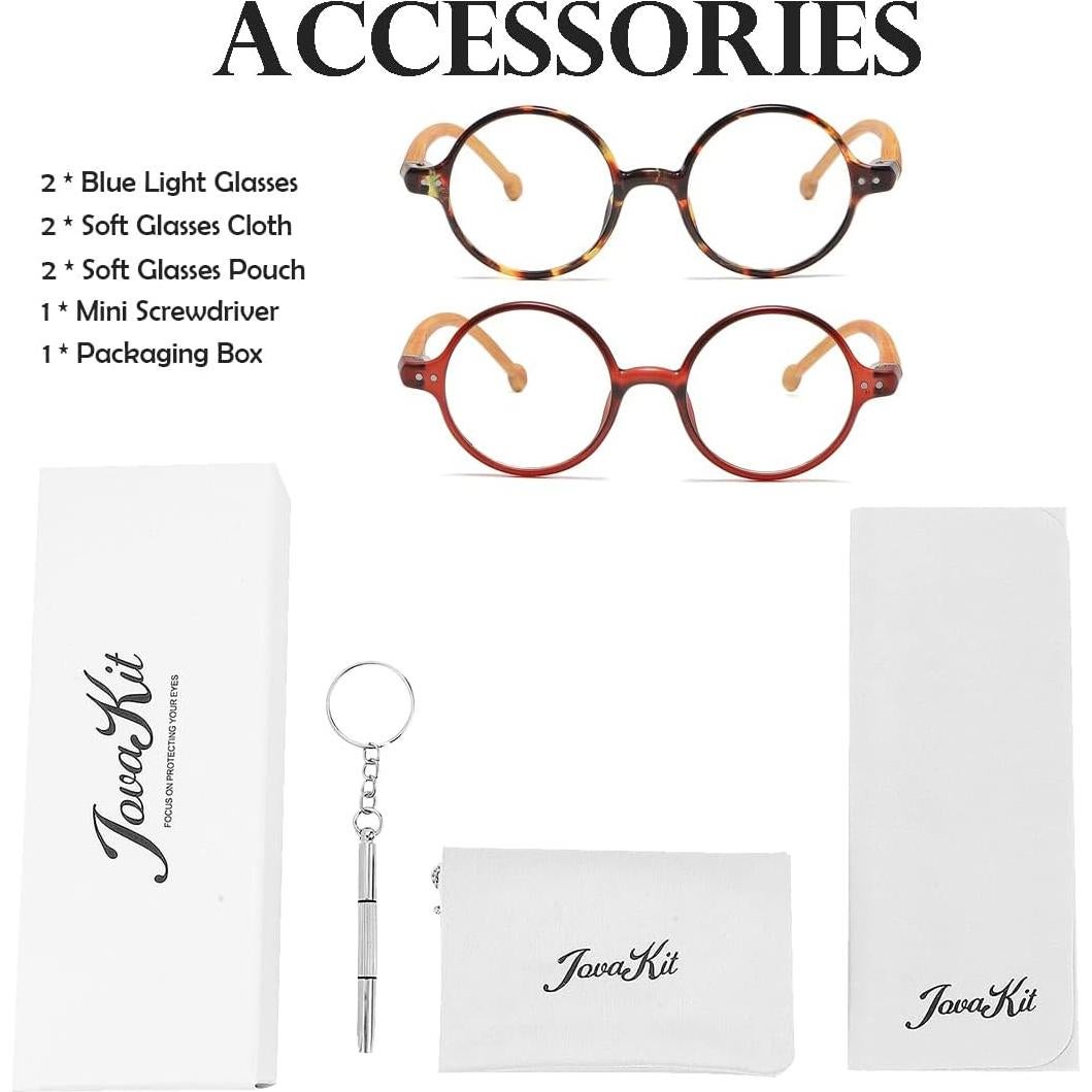 Gafas Retro Redondas JOVAKIT con Bloqueo Luz Azul Unisex