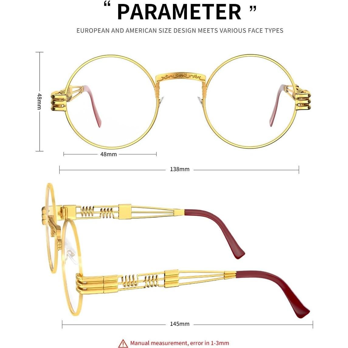 Gafas Redondas Steampunk Yvey Essence con Lentes Transparentes