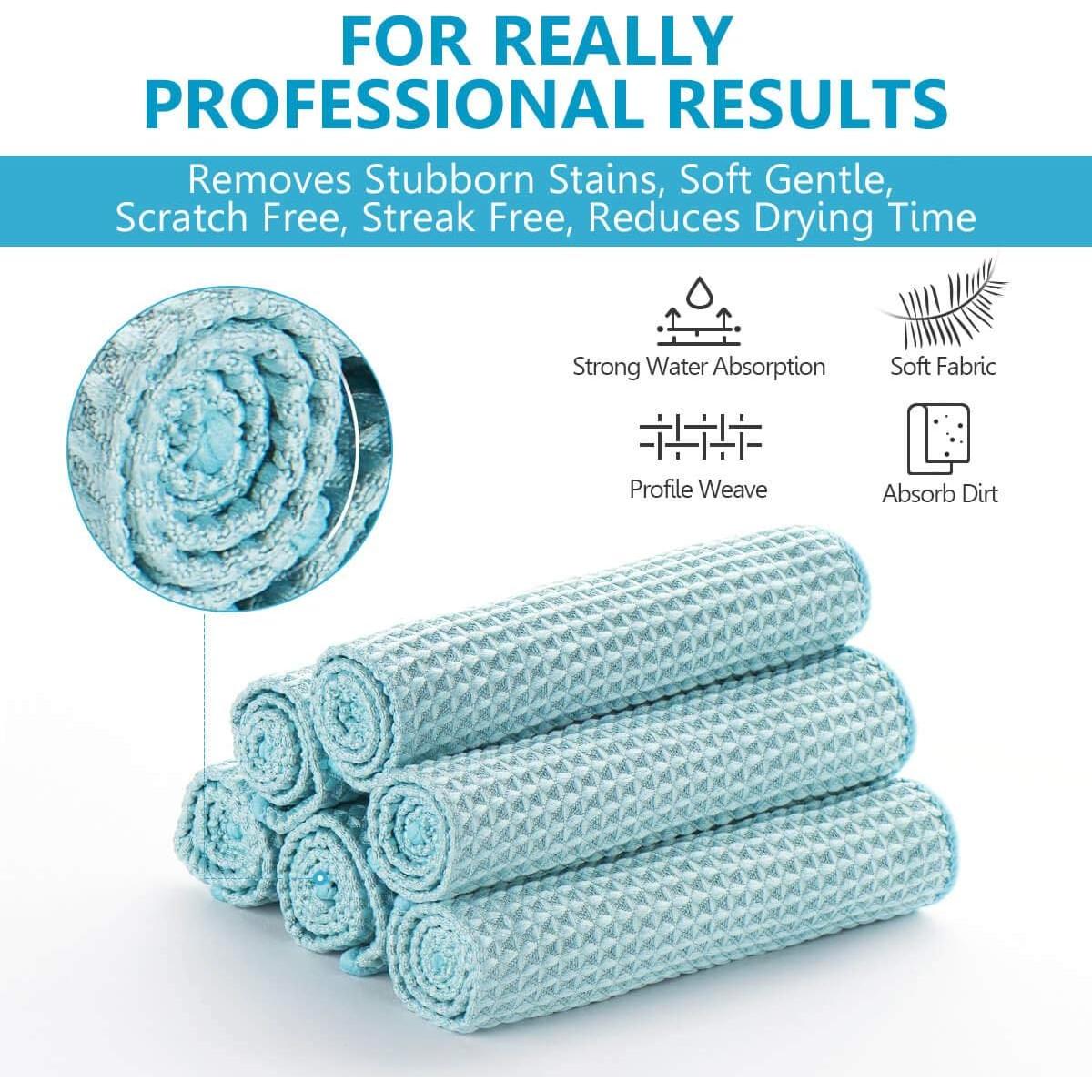 Paquete de 8 Toallas de Microfibra Buwei 30x30 cm Azul