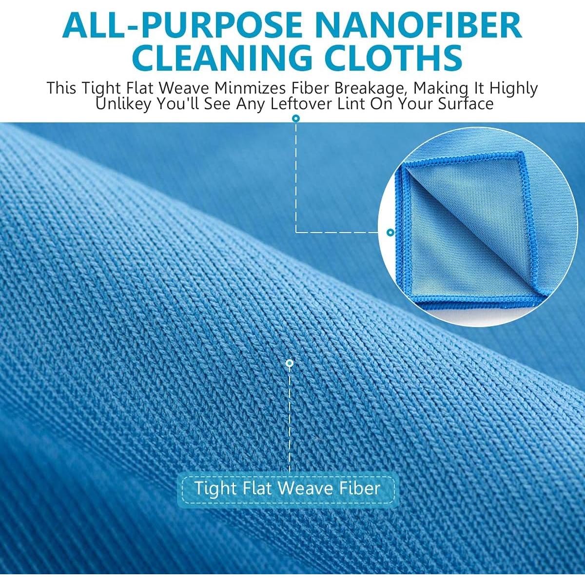Paquete de 12 Paños de Microfibra para Limpieza de Vidrio