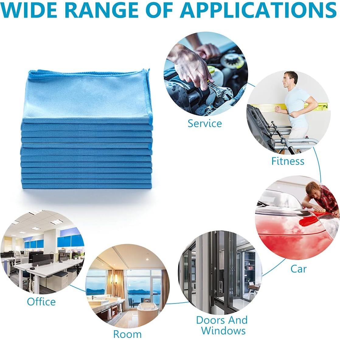 Paquete de 12 Paños de Microfibra para Limpieza de Vidrio