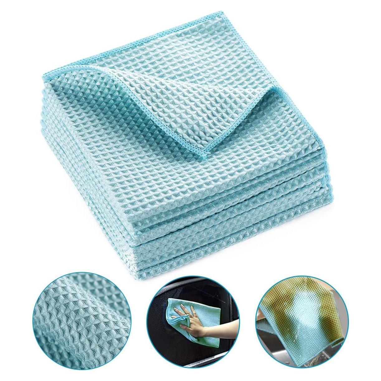 Paquete de 8 Toallas de Microfibra Buwei 30x30 cm Azul