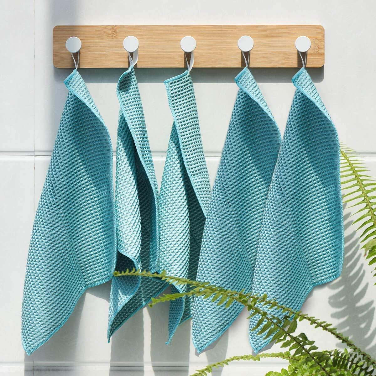 Paquete de 8 Toallas de Microfibra Buwei 30x30 cm Azul