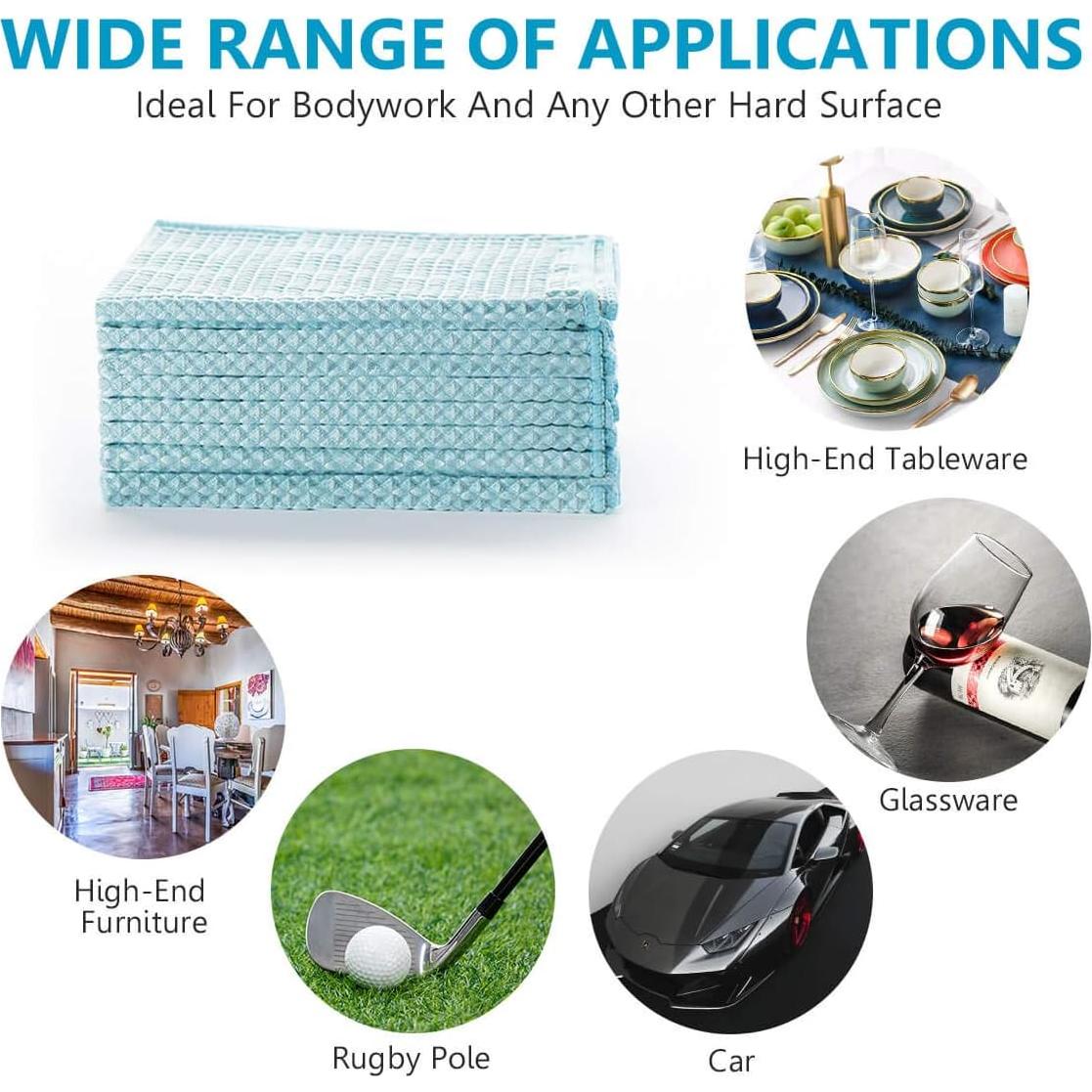 Paquete de 8 Toallas de Microfibra Buwei 30x30 cm Azul