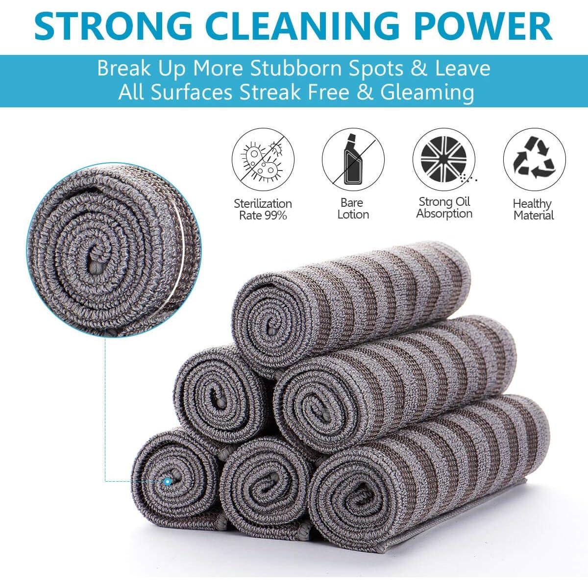 Paquete de 8 Paños de Microfibra Buwei 30x30 cm Sin Rayas