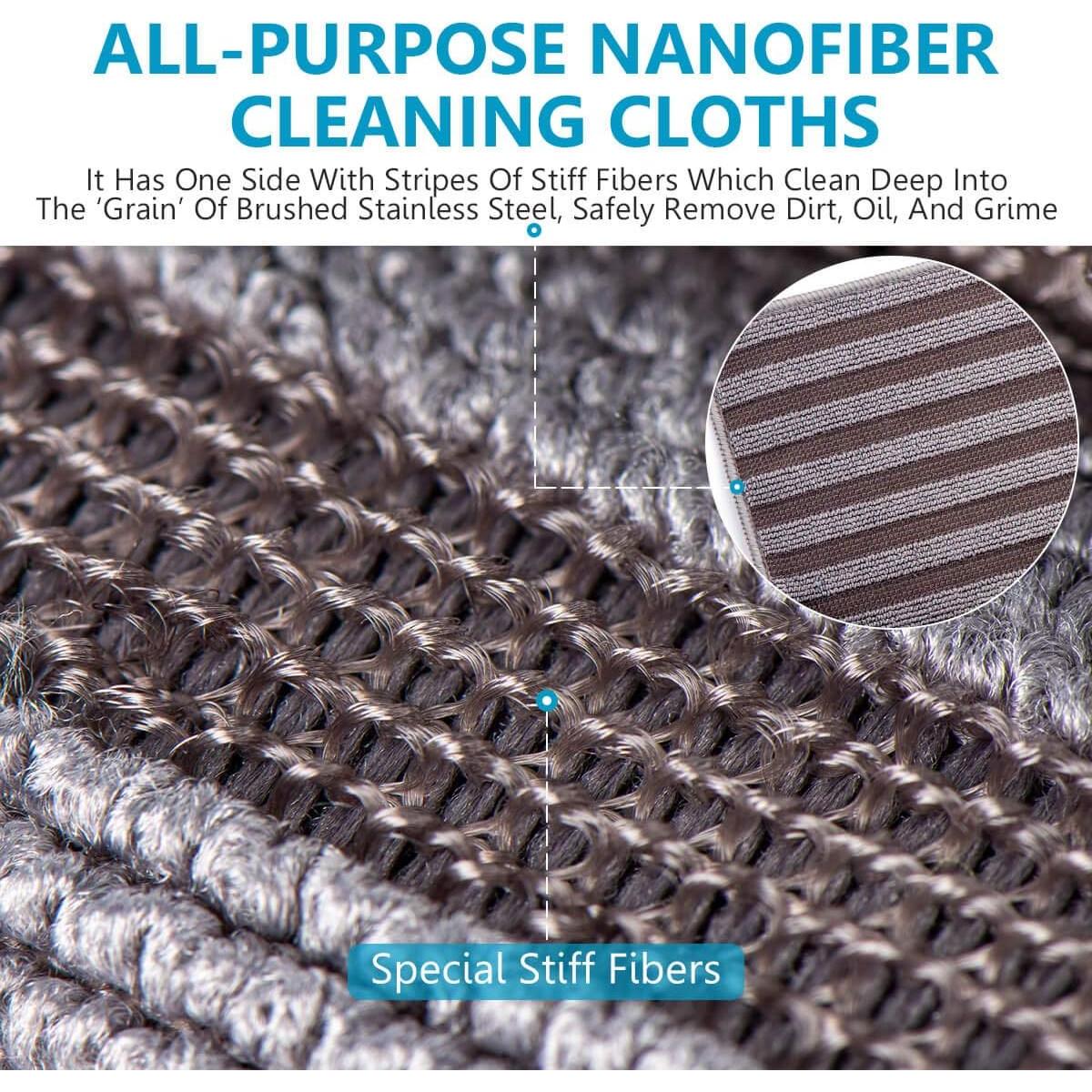 Paquete de 8 Paños de Microfibra Buwei 30x30 cm Sin Rayas