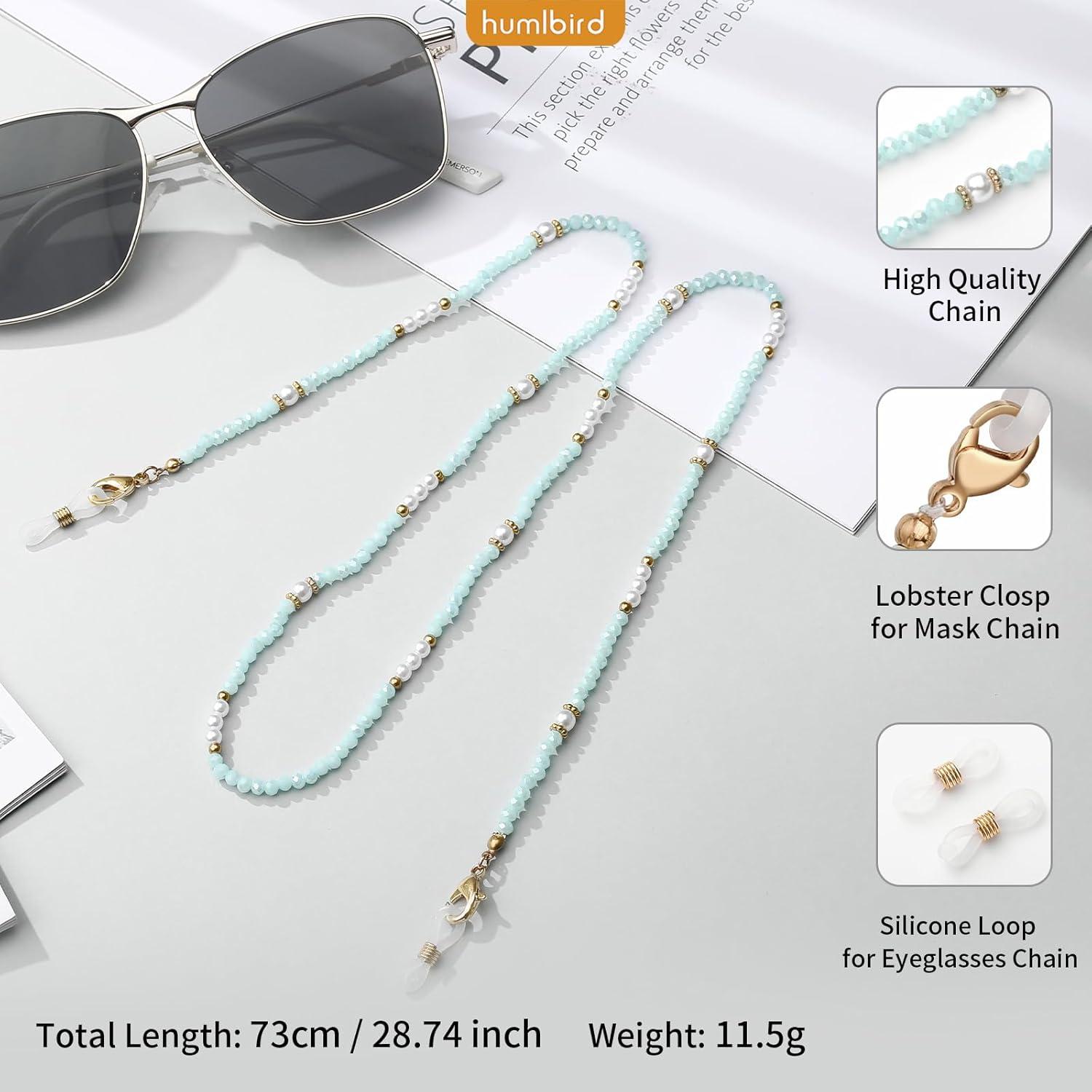 Cadena de Gafas Humlbird Azul para Mujeres 73 cm Ligera