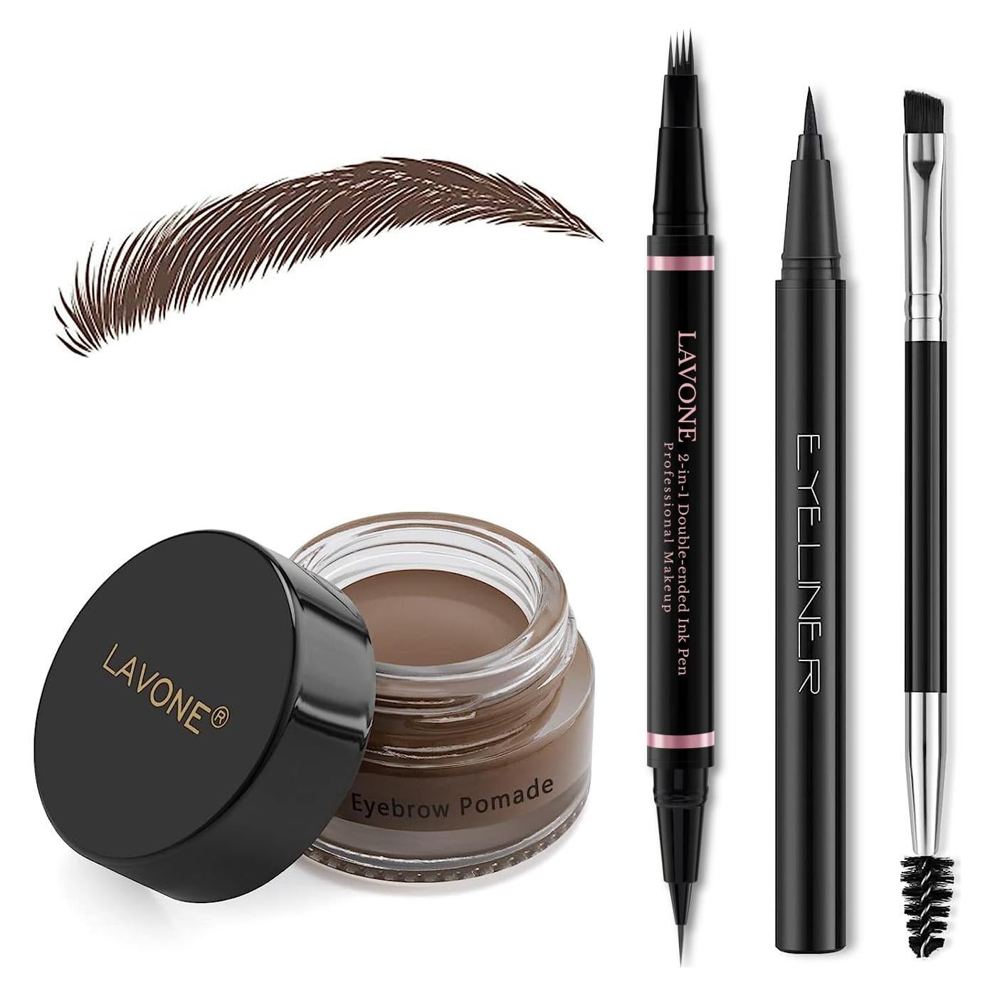 Kit de Maquillaje LAVONE Cejas 2-en-1 a Prueba de Agua