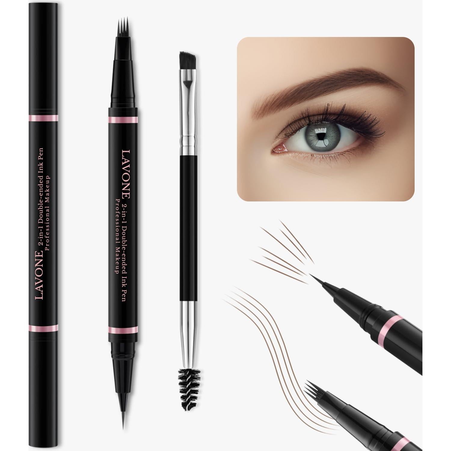 Kit de Maquillaje LAVONE Cejas 2-en-1 a Prueba de Agua