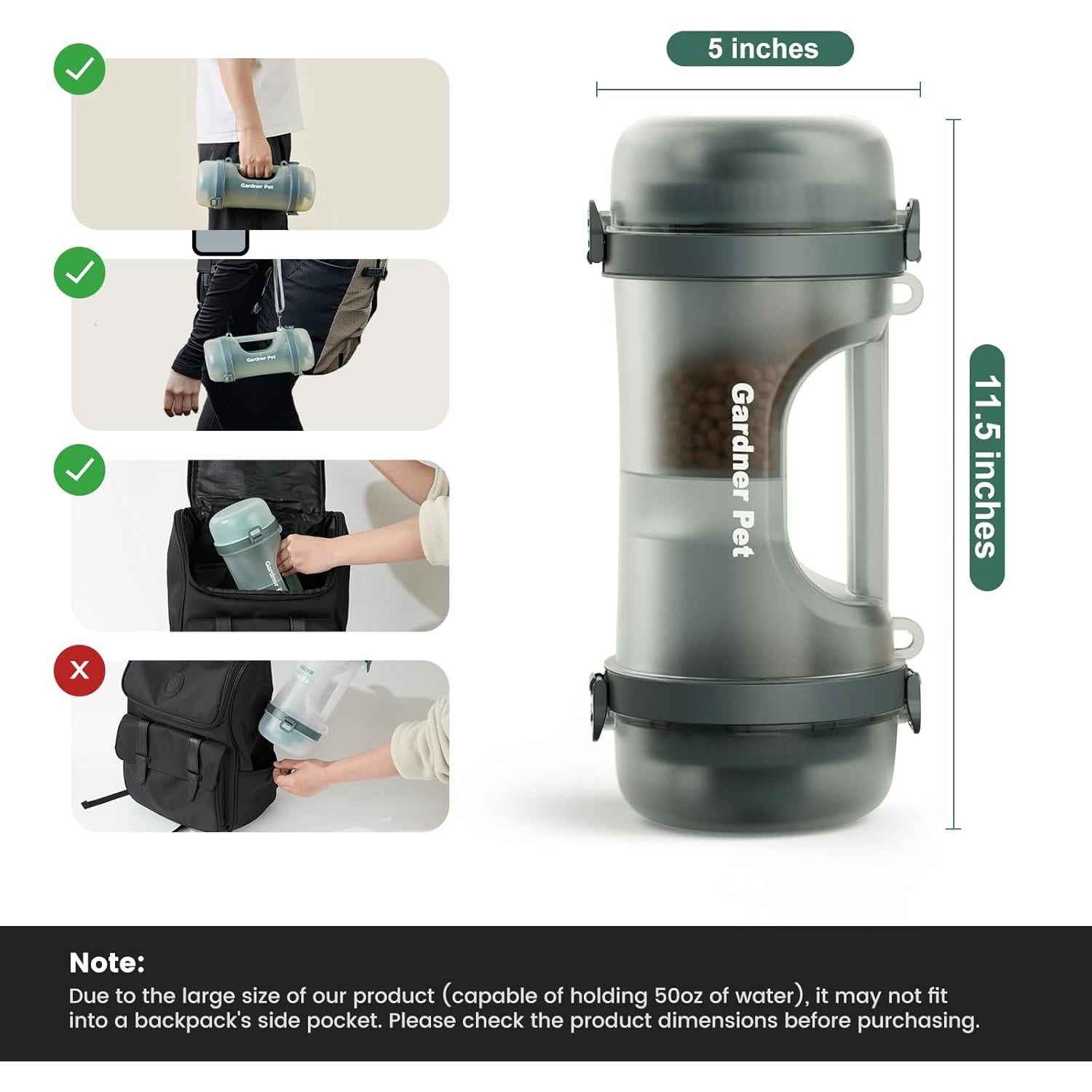 Botella de Agua 2-en-1 para Perros Gardner Pet, 1.4 L