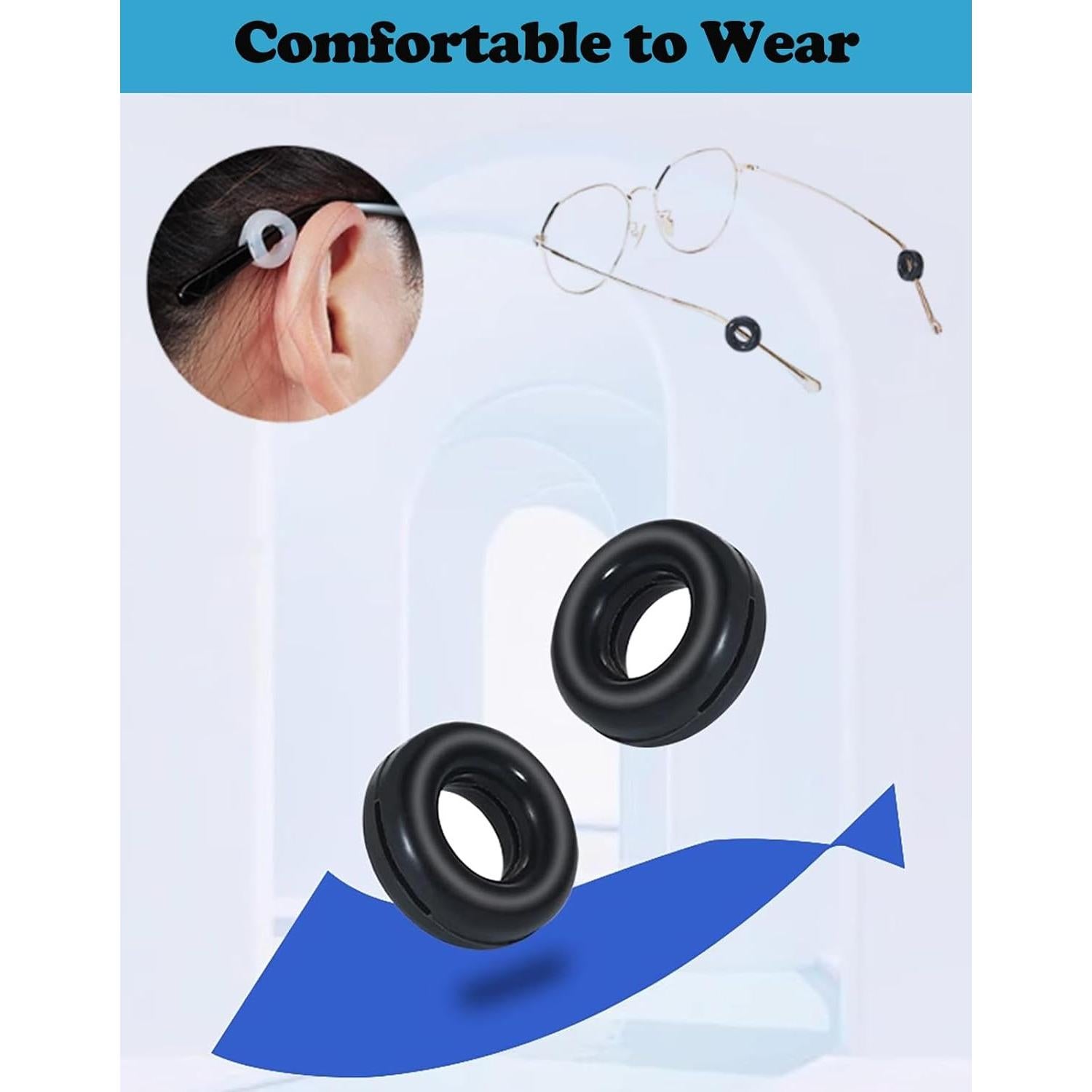 Cojines para orejas de gafas Omnful - 12 pares antideslizantes