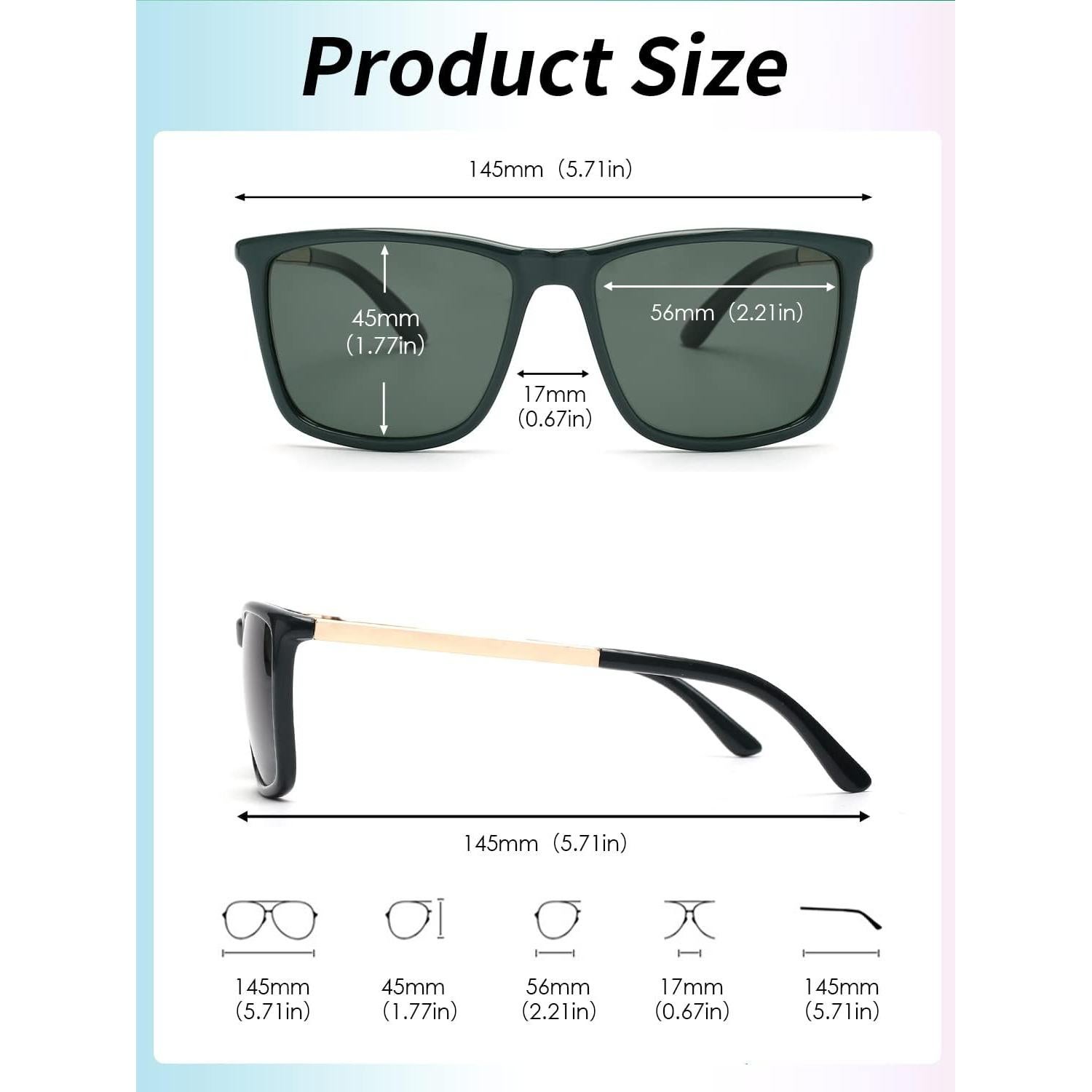 Gafas de Sol Polarizadas Jim Halo Retro Cuadradas UV 56mm