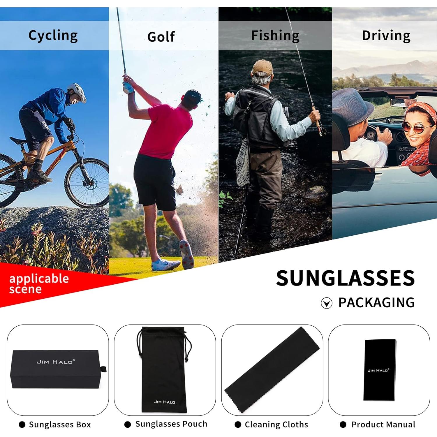 Gafas de Sol Polarizadas Jim Halo Retro Cuadradas UV 56mm