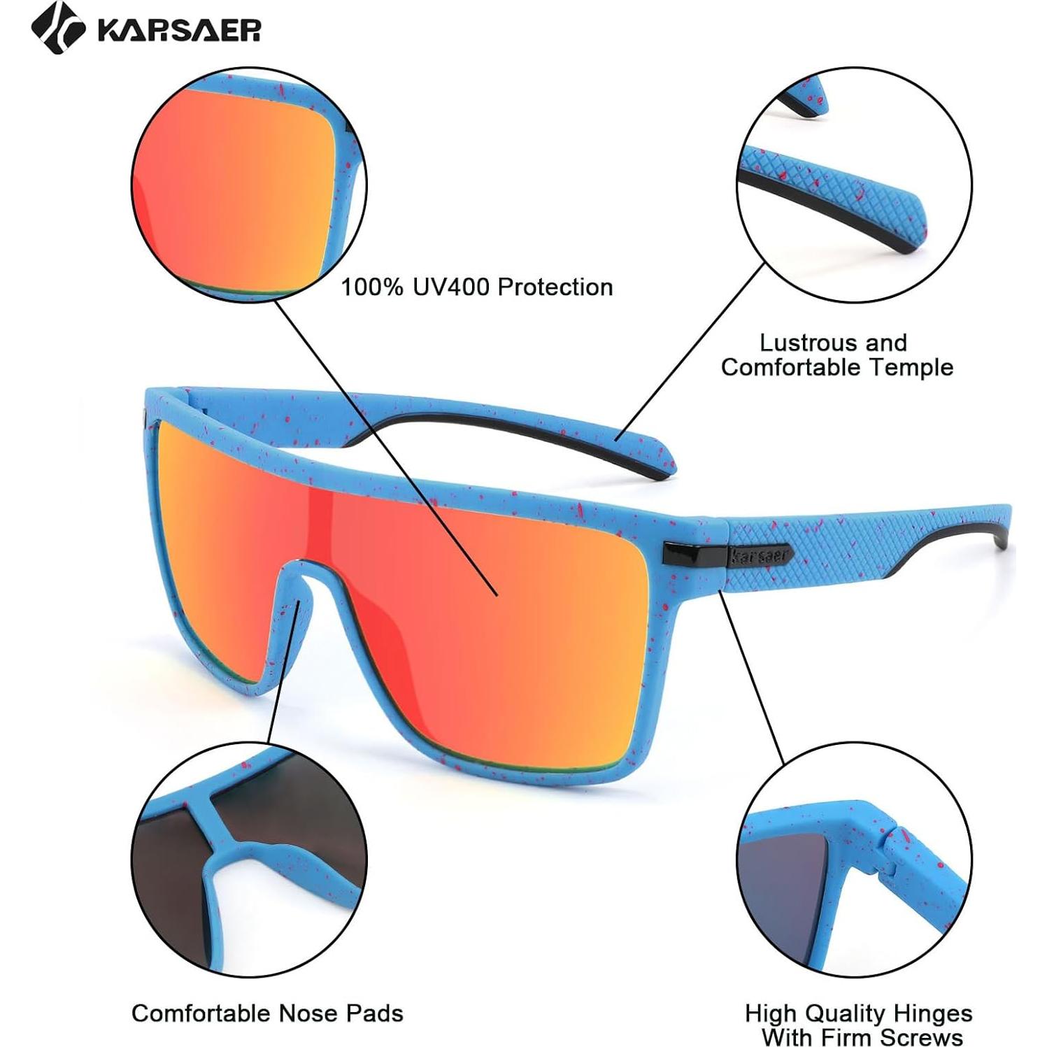 Gafas de sol Karsaer TR90 polarizadas para hombres cuadradas
