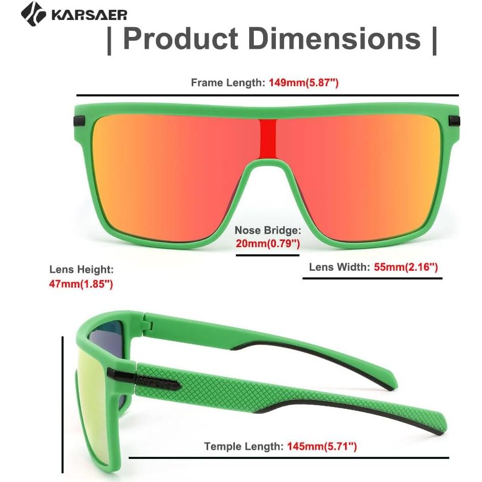 Gafas de sol Karsaer TR90 polarizadas para hombres verdes