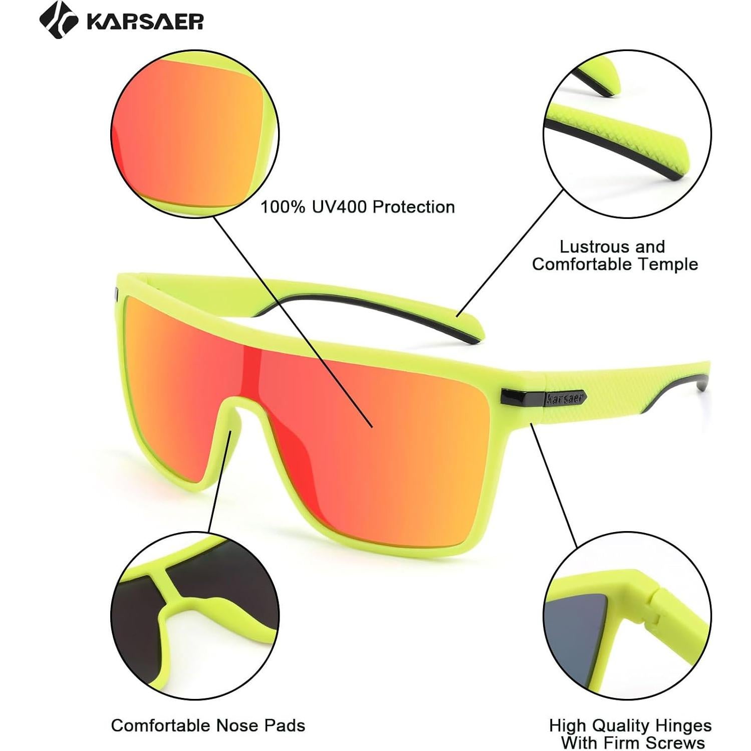 Gafas de sol Karsaer TR90 polarizadas para hombres deportivas