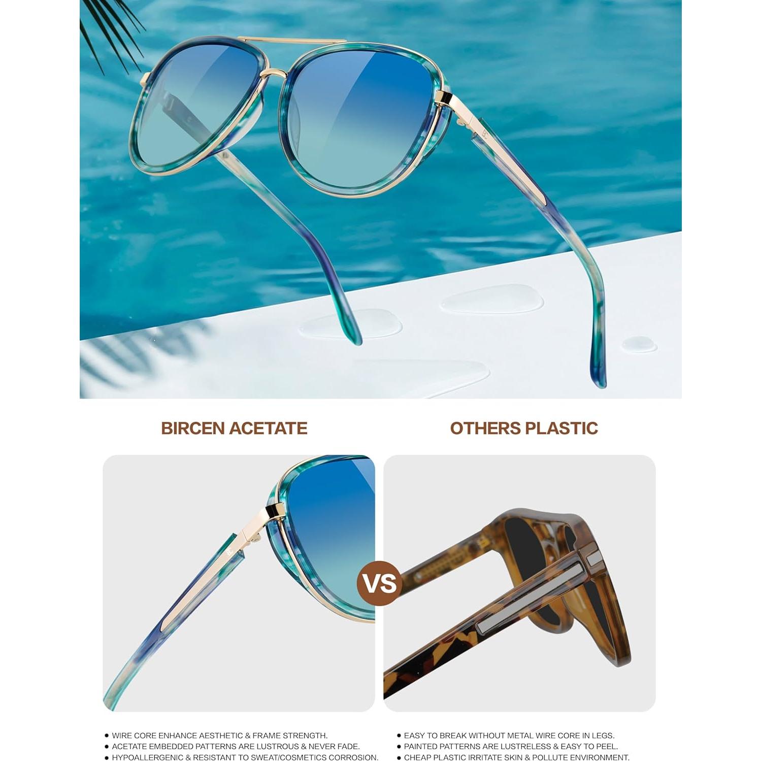 Gafas de sol BIRCEN para mujeres UV400 - Marco acetato