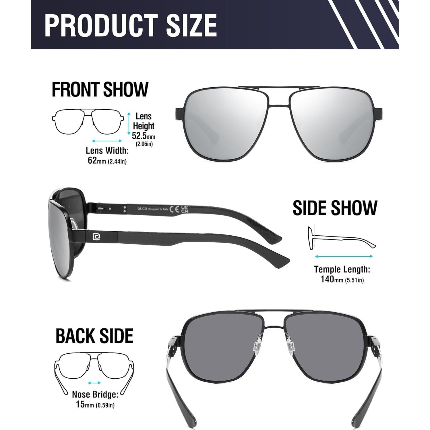 Gafas de sol aviador DUCO 3051 polarizadas UV fibra carbono