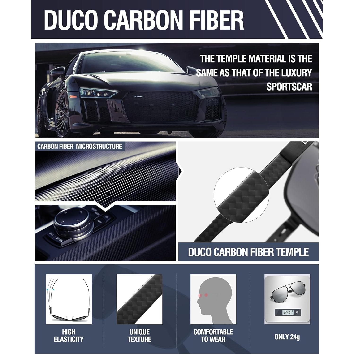 Gafas de sol aviador DUCO 3051 polarizadas UV fibra carbono