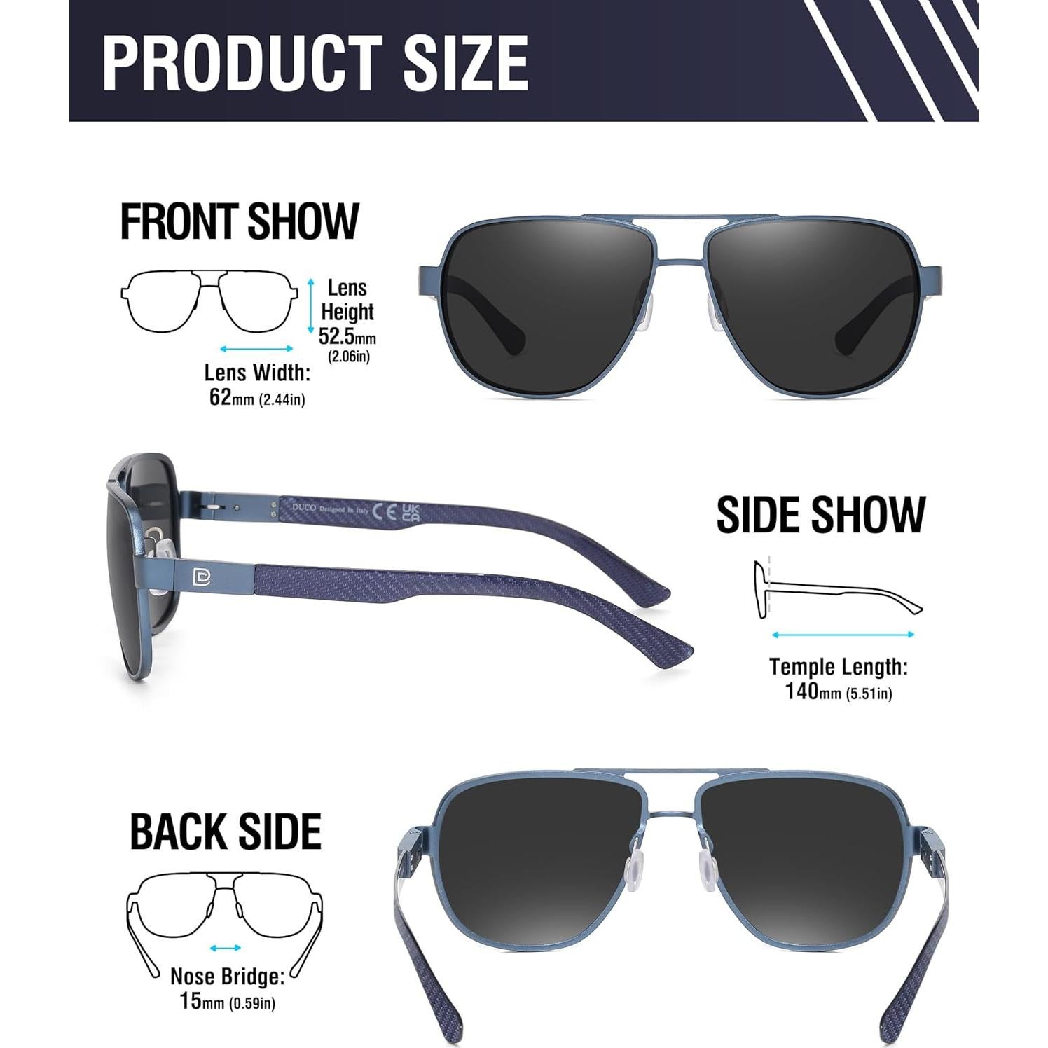 Gafas de sol aviador DUCO 3051 polarizadas UV protección