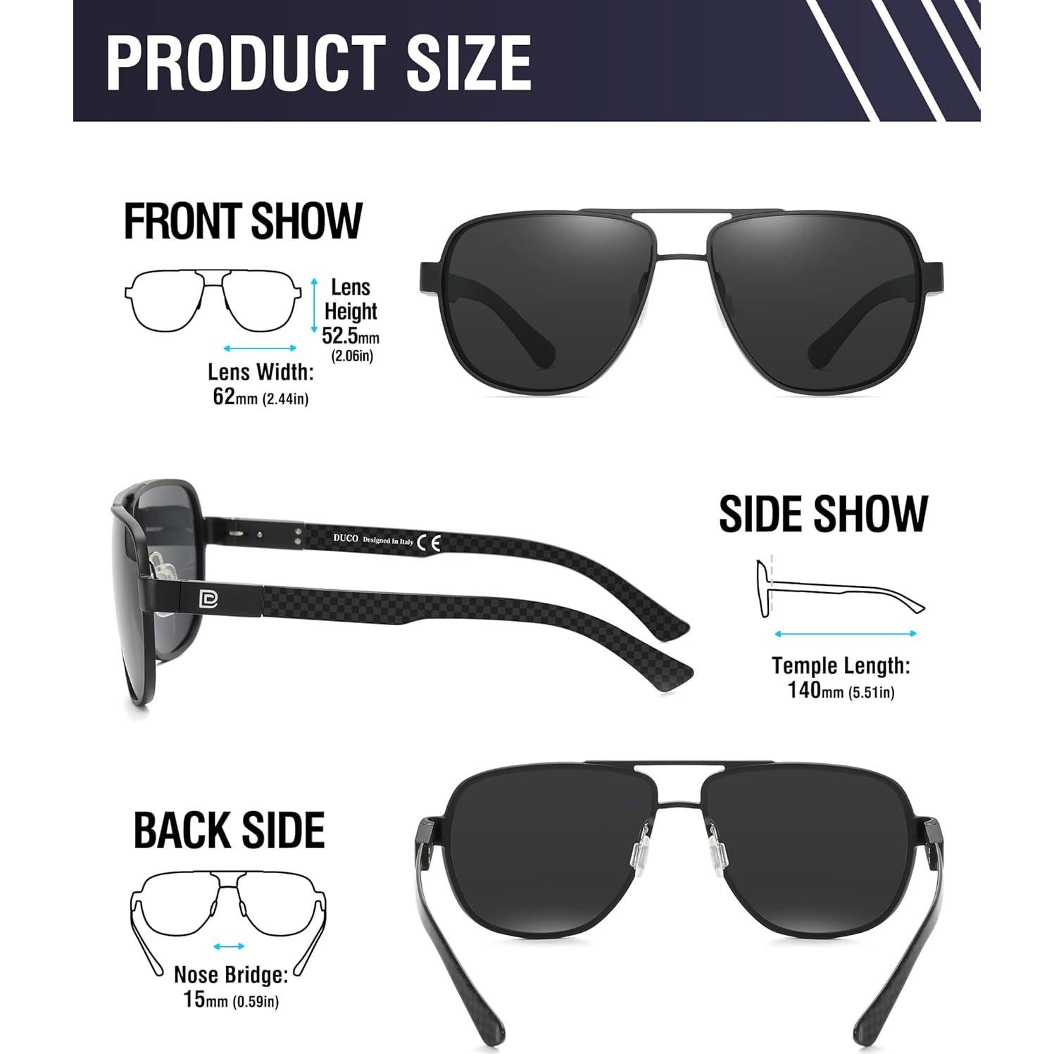 Gafas de sol aviador DUCO 3051 polarizadas UV carbono