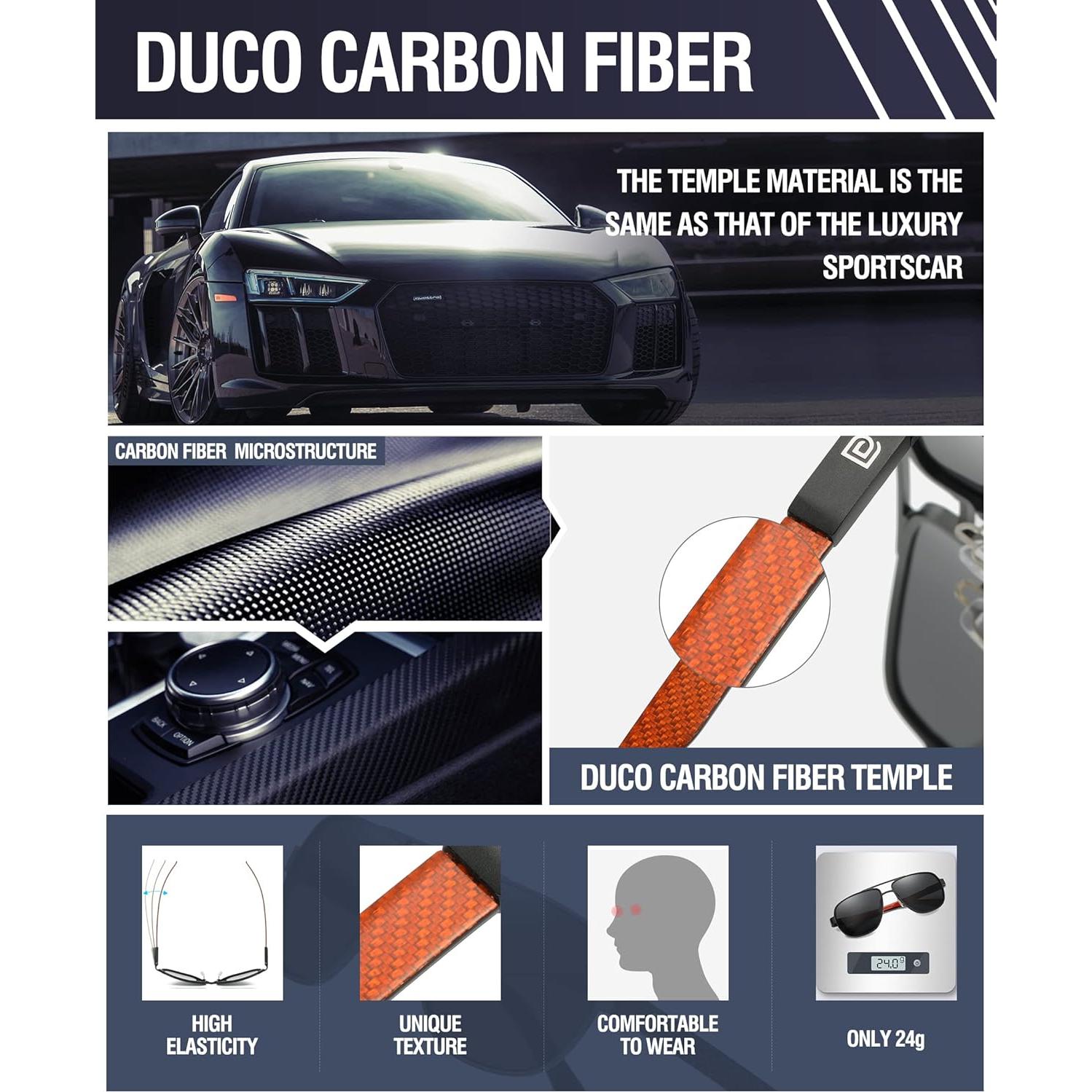 Gafas de sol aviador DUCO 3051 polarizadas UV fibra carbono