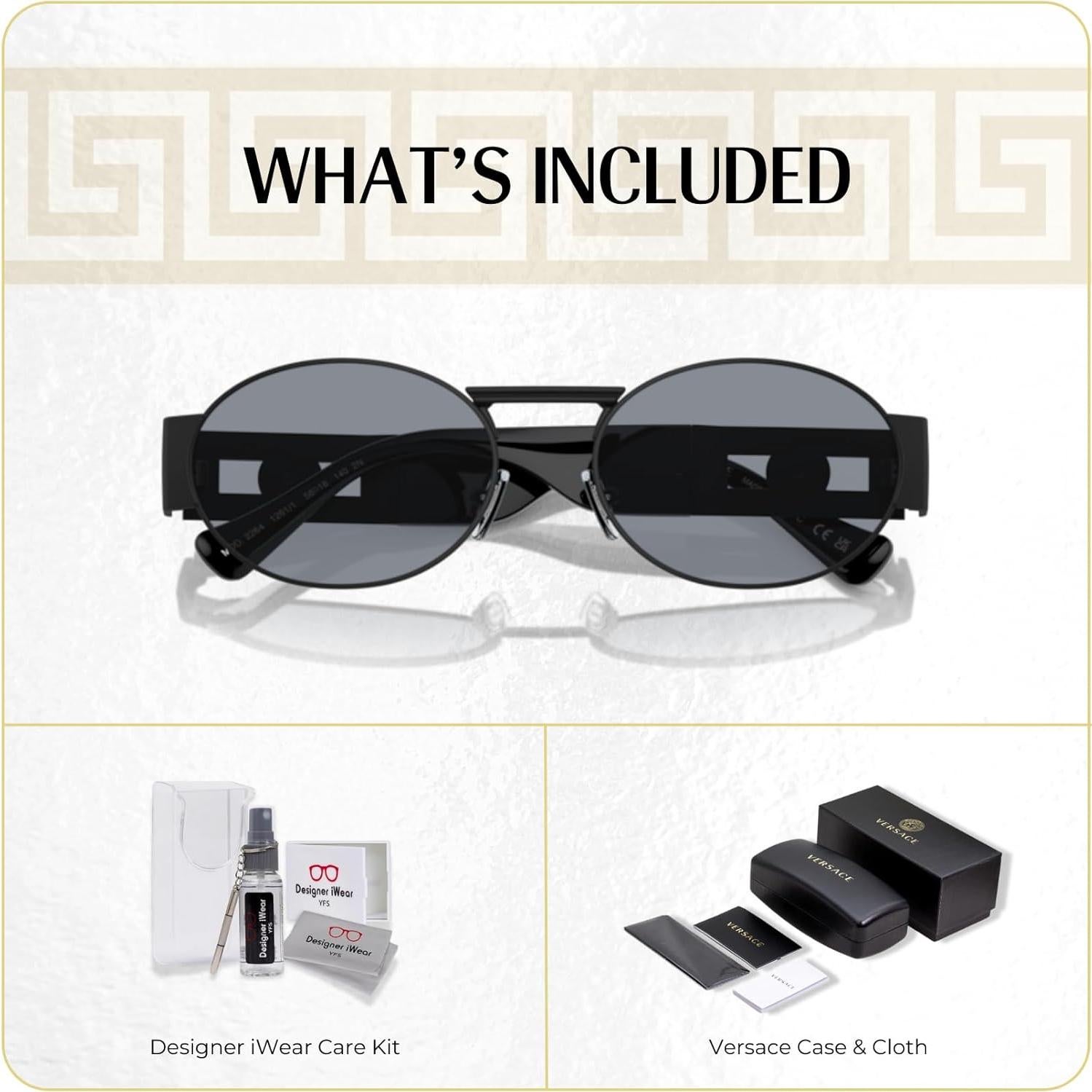 Gafas de sol ovaladas Versace VE2264 unisex con kit de cuidado