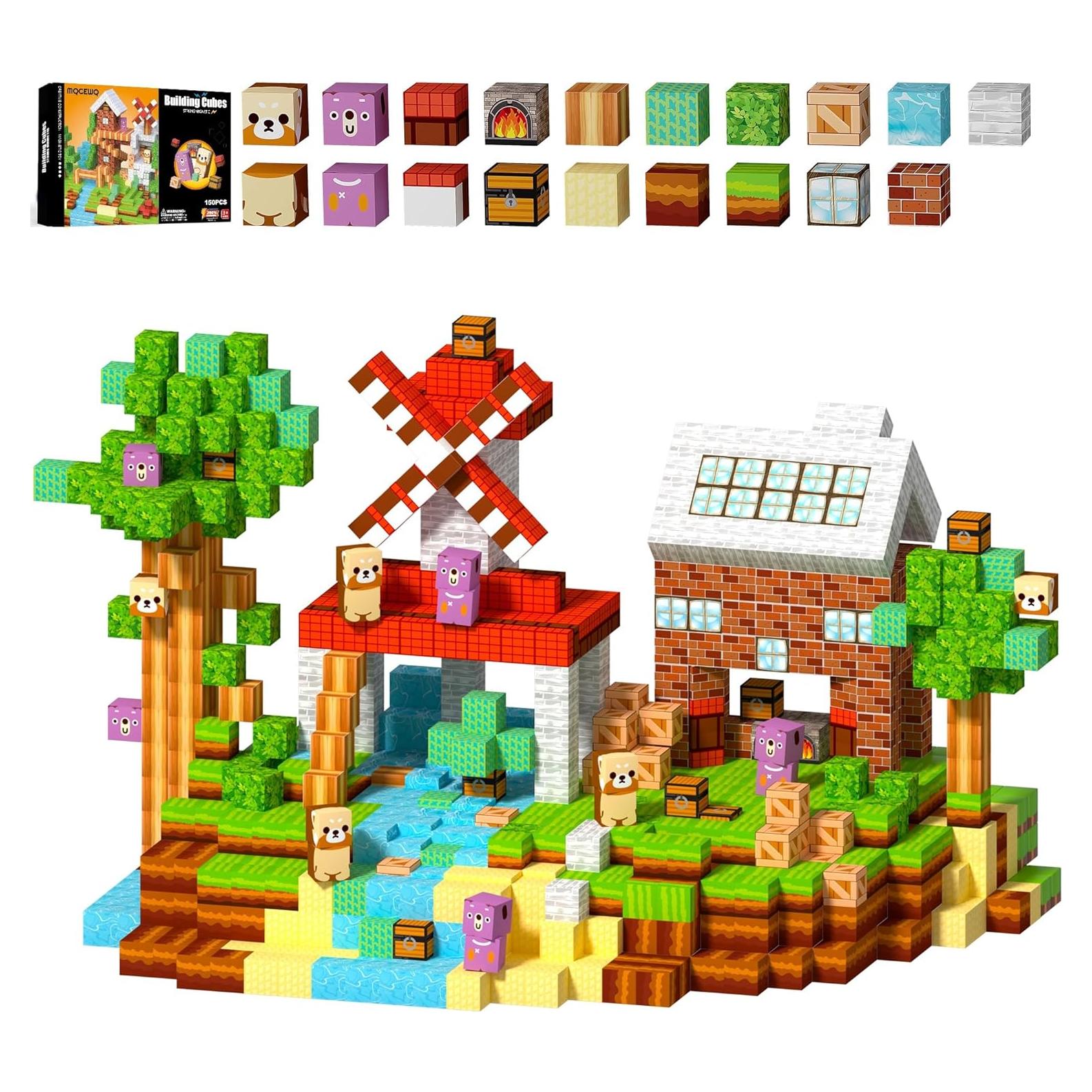 Set de 150 Bloques Magnéticos MQGEWQ Verde 2.03 cm para Niños