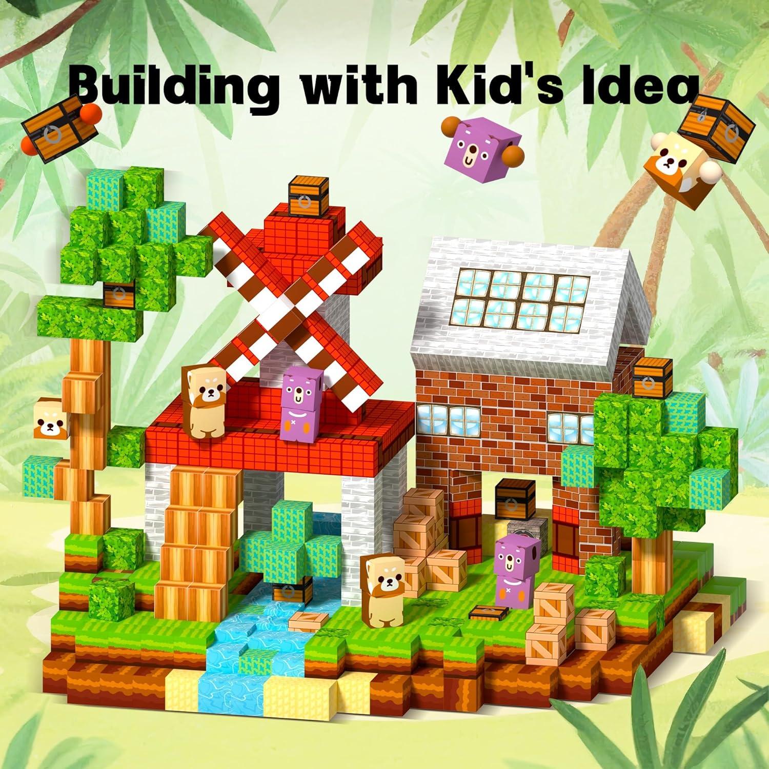 Set de 150 Bloques Magnéticos MQGEWQ Verde 2.03 cm para Niños