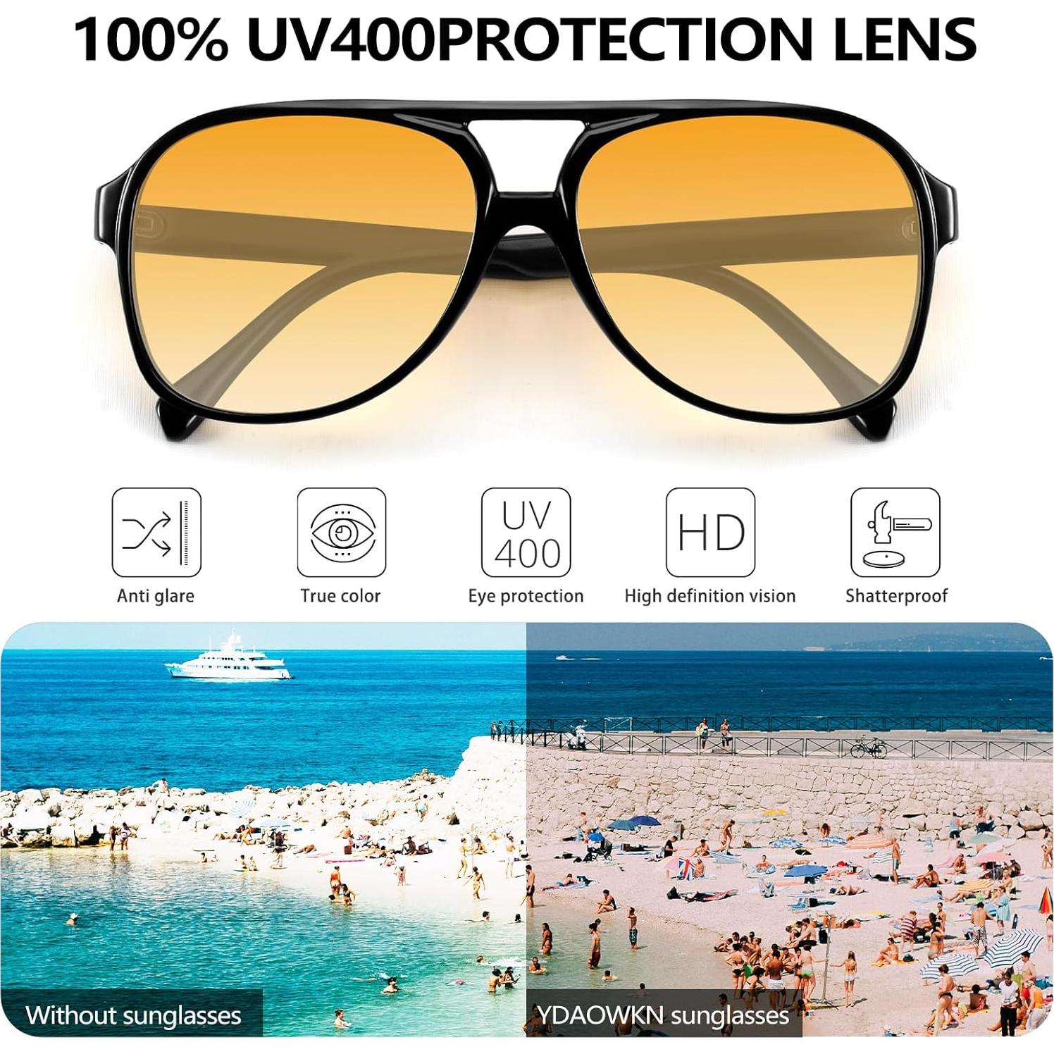 Gafas de Sol Retro Aviador YDAOWKN UV400 Marco Grande