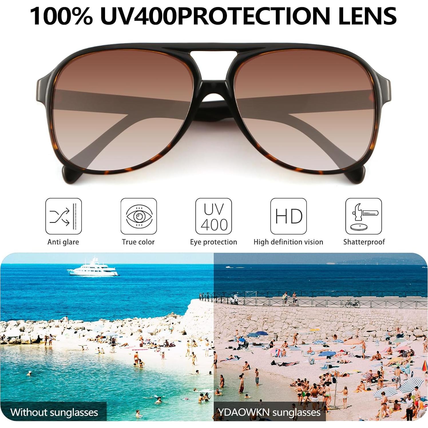 Gafas de Sol Retro Aviador YDAOWKN UV400 para Mujeres y Hombres