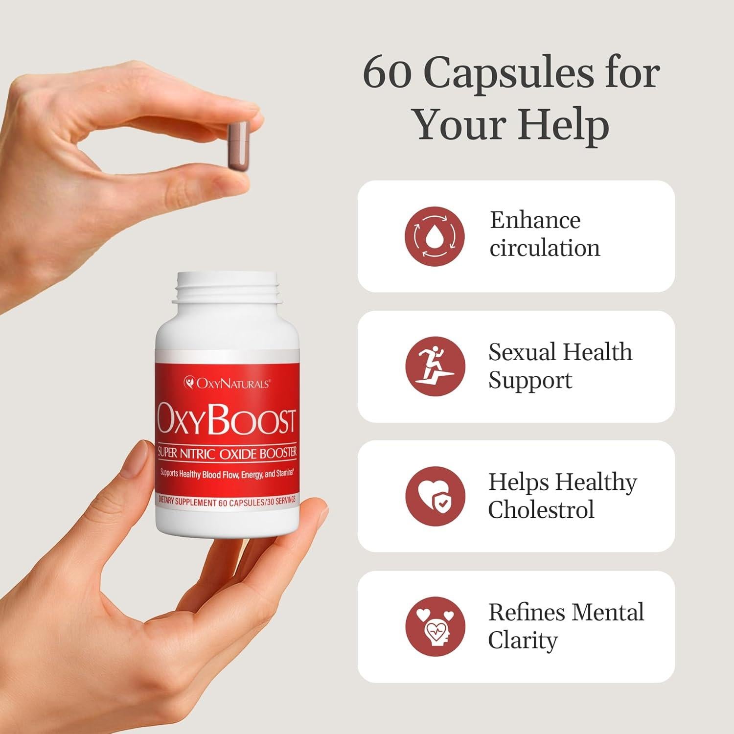 Suplemento OxyBoost OxyNaturals 60 Cápsulas - Circulación y Vitalidad