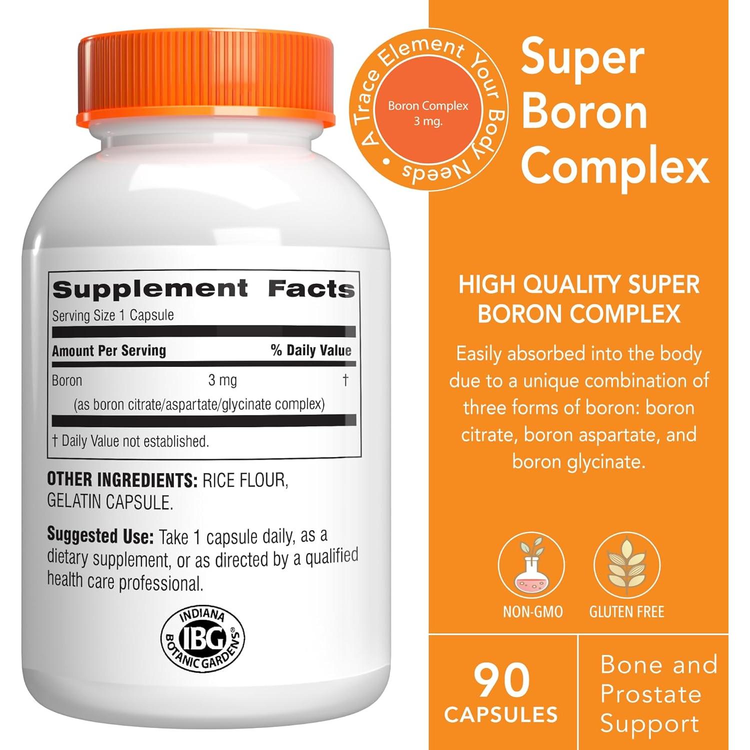 Suplemento de Boro Botanic Choice 3mg - 90 Cápsulas