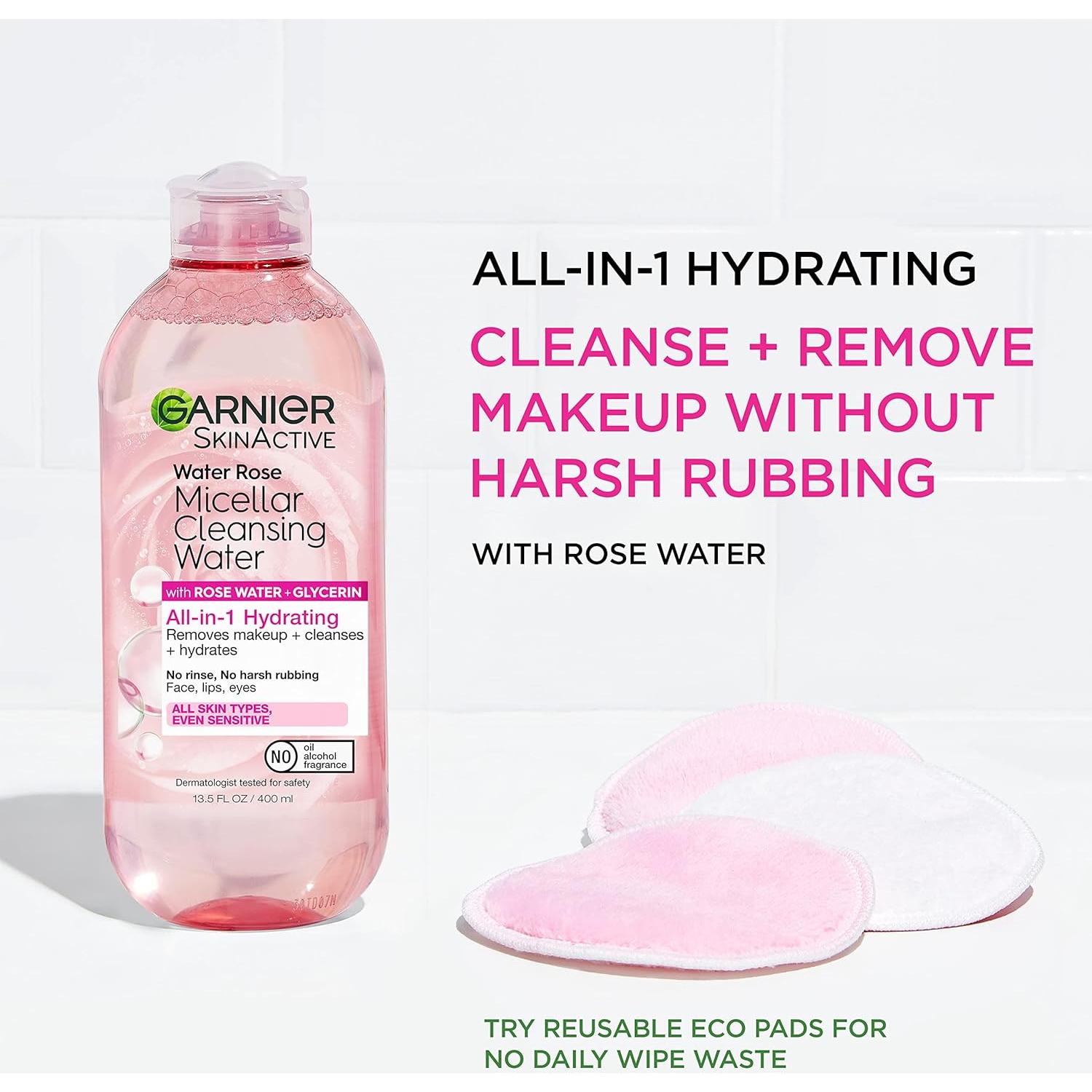 Agua Micelar Garnier Rosa 400ml Hidratante Vegano 2 Pzs