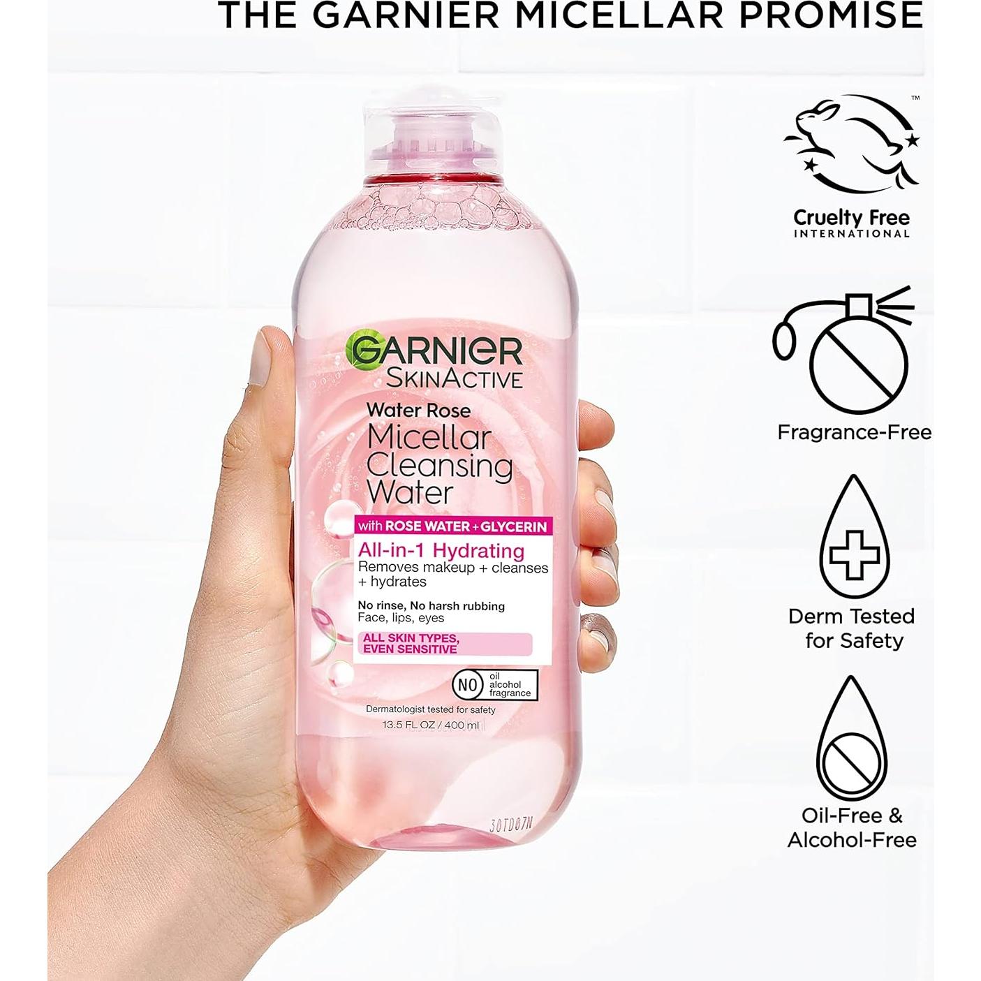 Agua Micelar Garnier Rosa 400ml Hidratante Vegano 2 Pzs