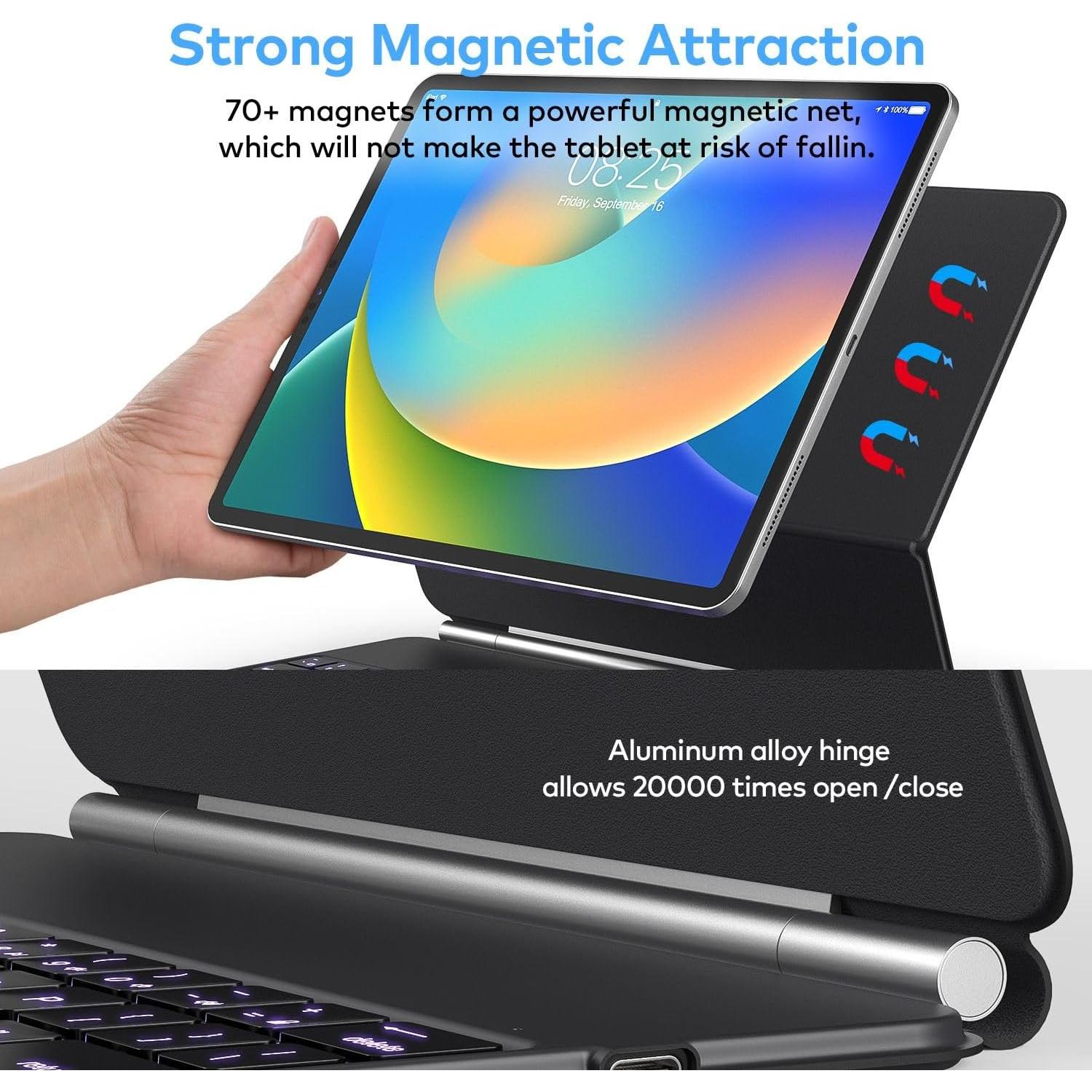 Funda Teclado Magnético para iPad Air 13 y Pro 12.9 - Negro