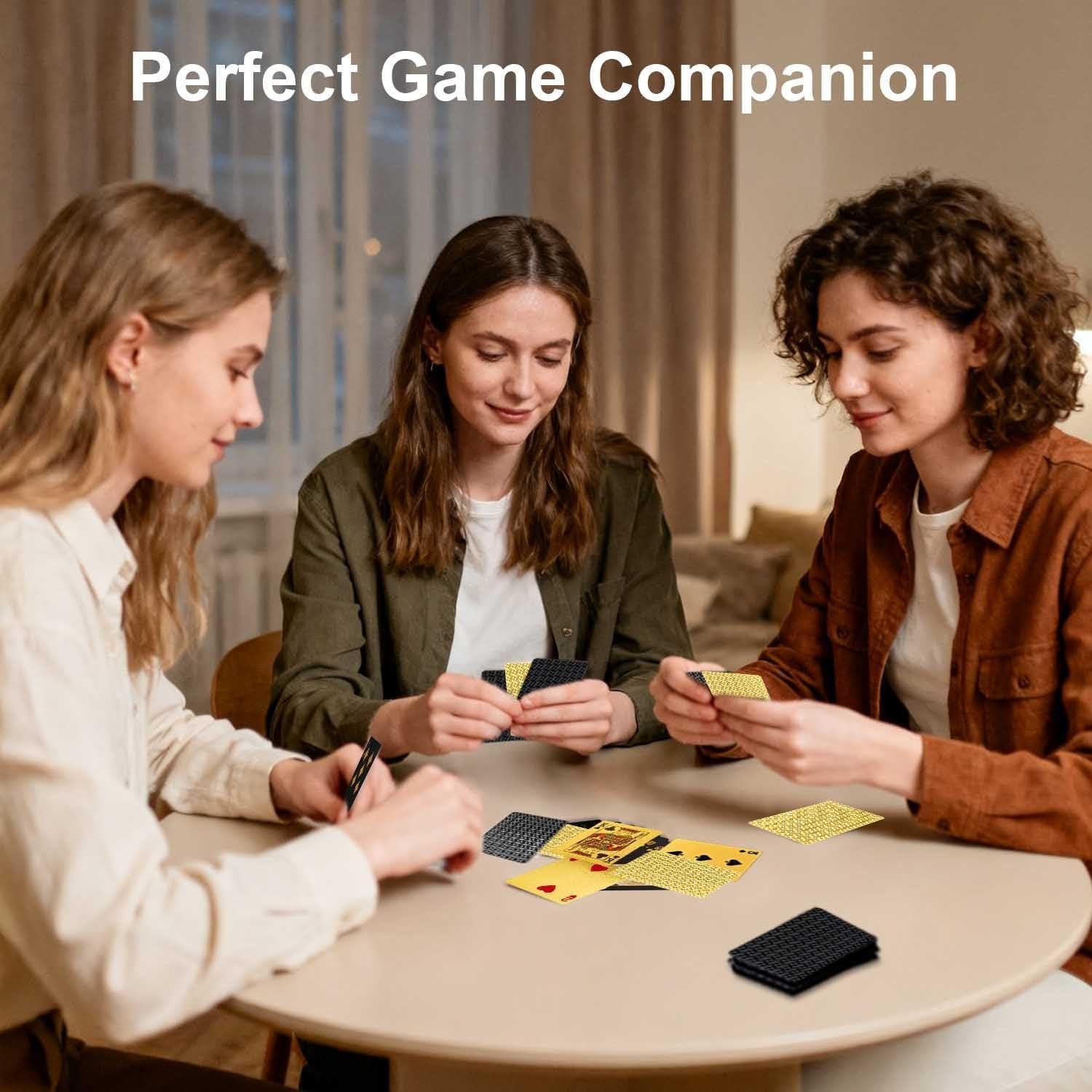 Paquete de 2 Barajas de Cartas Impermeables JWENUPDE - Dorado y Negro