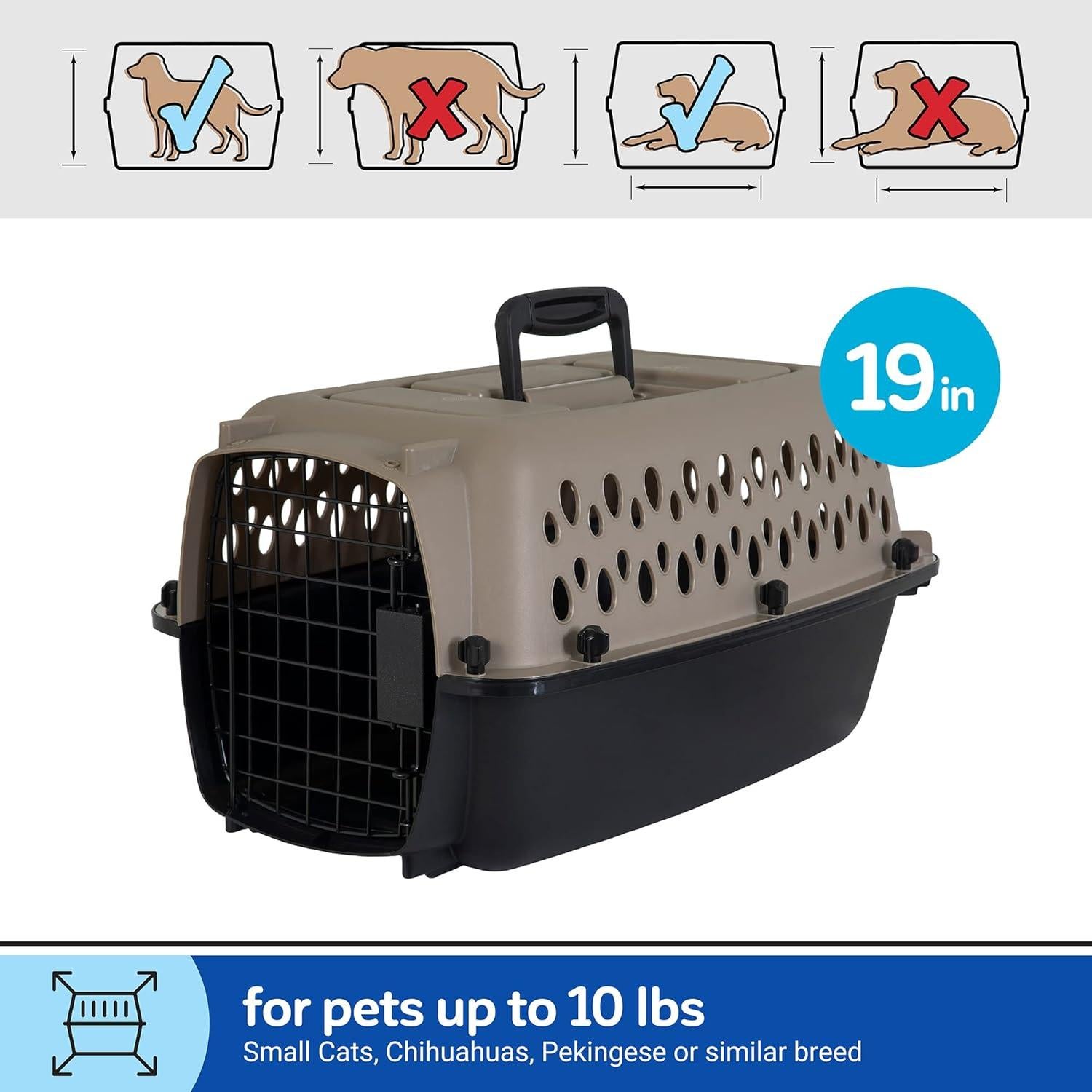 Petmate Vari Kennel Perro 19" Aprobado Aerolíneas Taupe