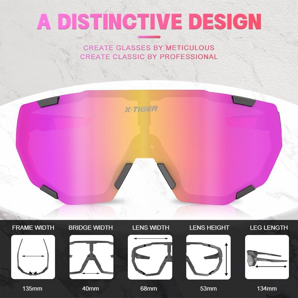 Gafas de Ciclismo X-TIGER con 5 Lentes Intercambiables UV400