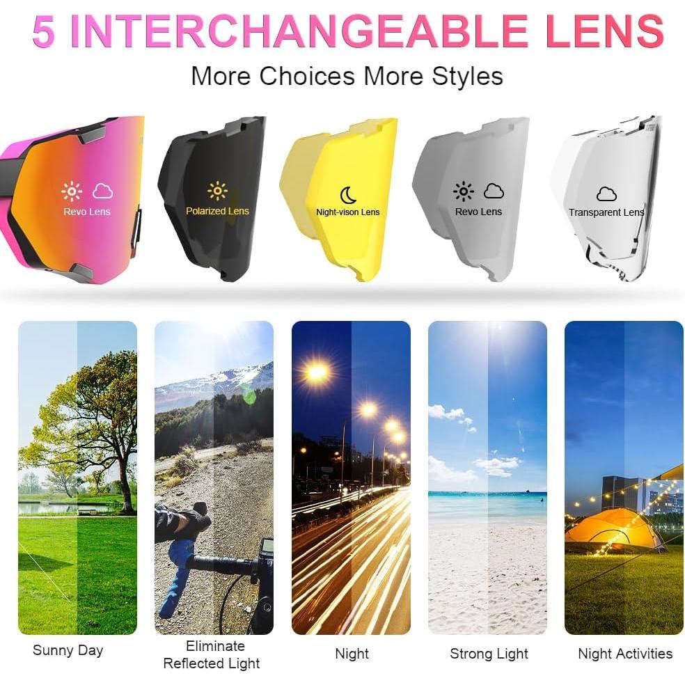 Gafas de Ciclismo X-TIGER con 5 Lentes Intercambiables UV400