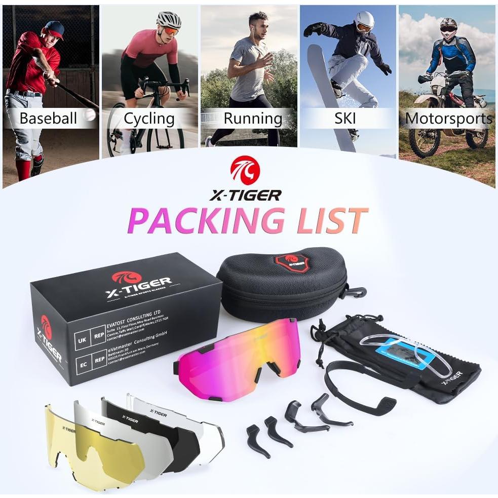 Gafas de Ciclismo X-TIGER con 5 Lentes Intercambiables UV400