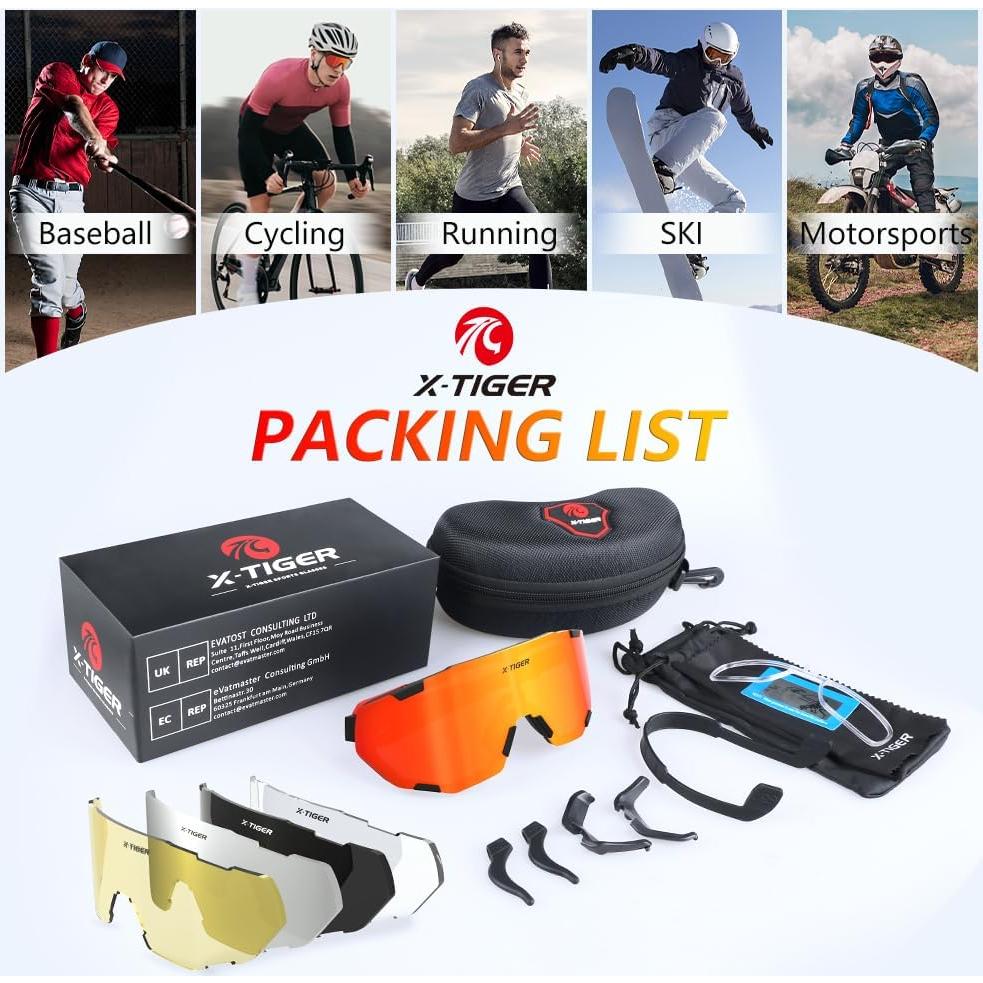 Gafas de Ciclismo X-TIGER 5 Lentes Intercambiables UV400