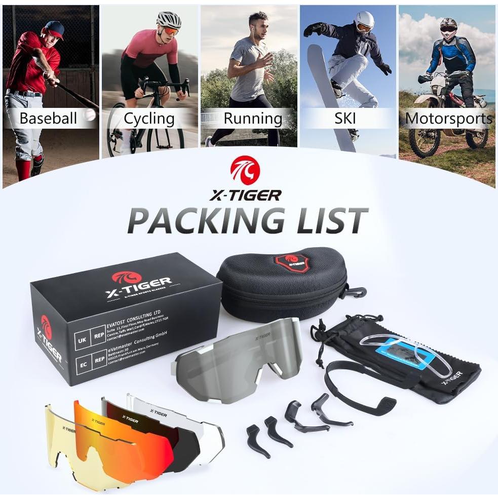 Gafas de Ciclismo X-TIGER 5 Lentes UV400 para Adultos