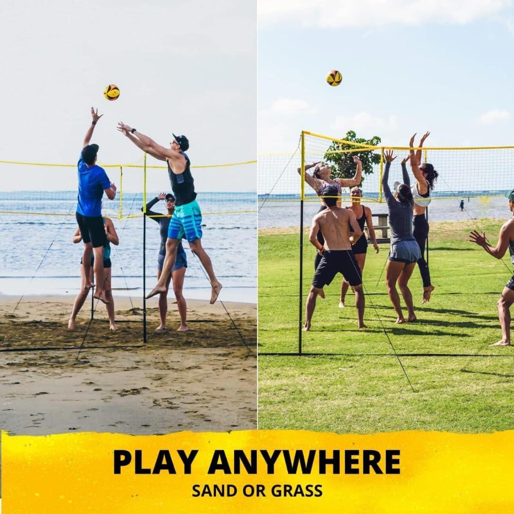 CROSSNET Red de Voleibol Cuadrado para 4 Jugadores - Incluye Mochila y Pelota