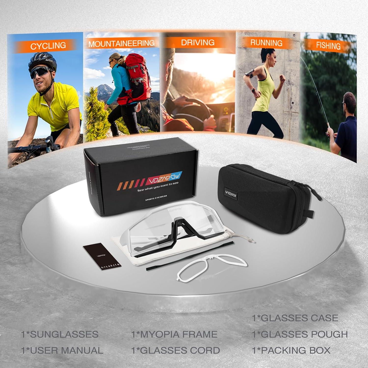 Gafas de sol deportivas VOZAPOW XL fotocromáticas TR90 unisex